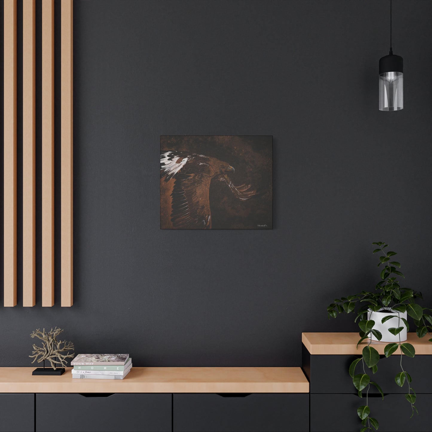 Golden Flight, Eagle Stretched Canvas Print