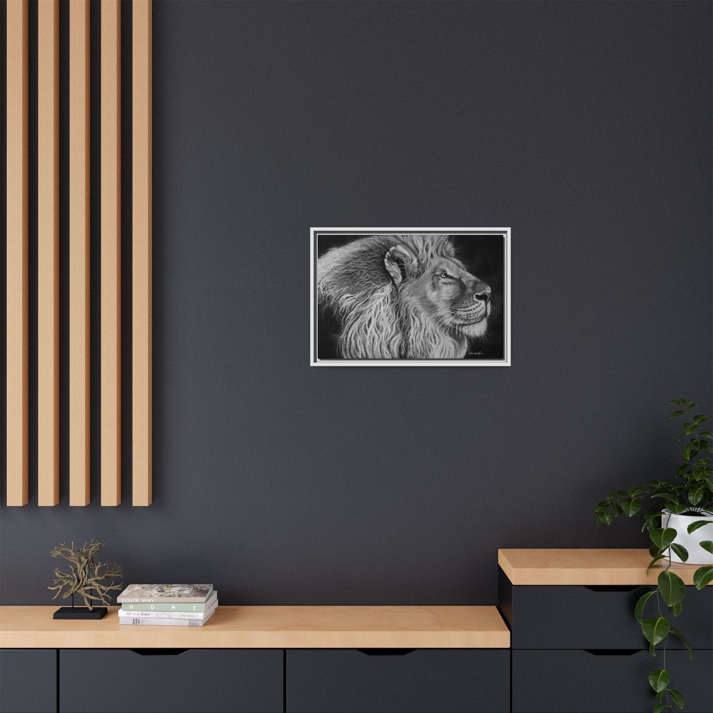 King of Cool, Majestic Lion Framed Canvas Art