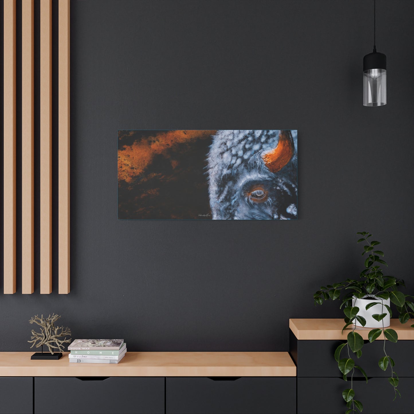 Storm Bison, Canvas Wall Art