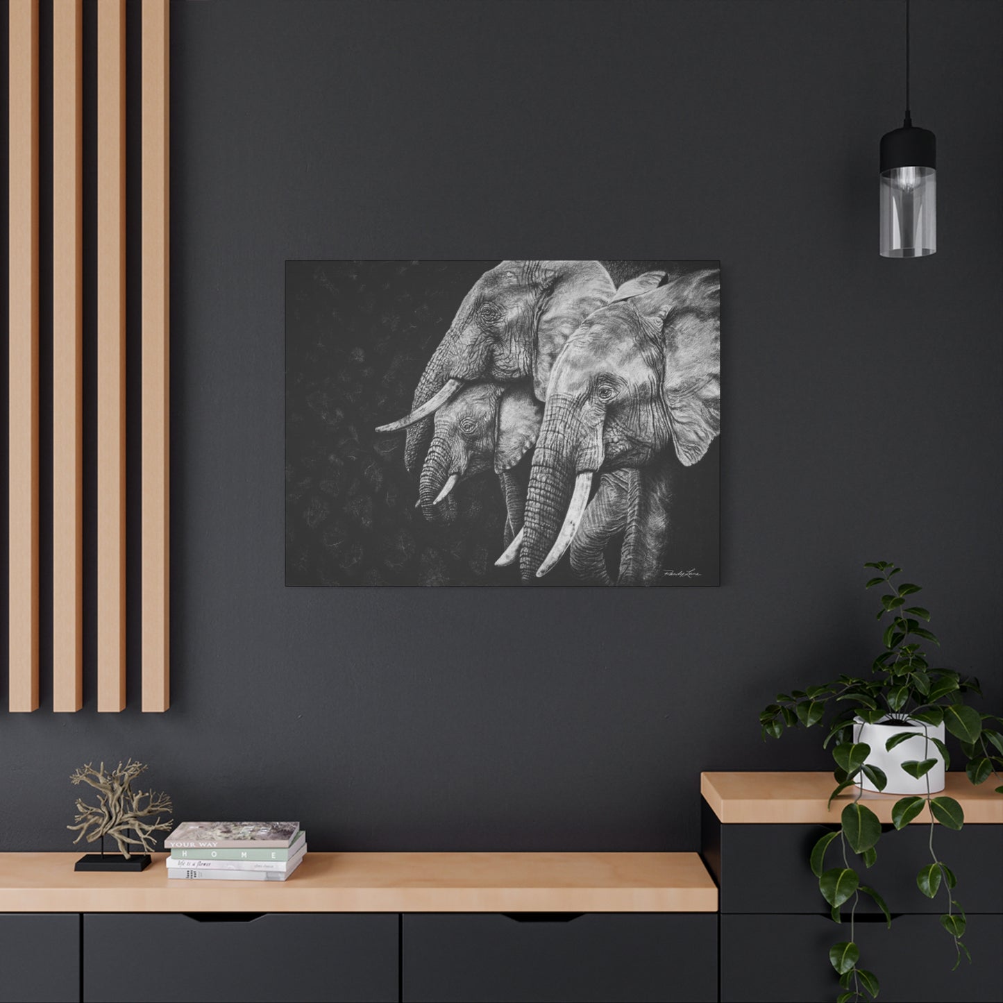 Brushland Bond. Elephant Art Stretched Canvas Print