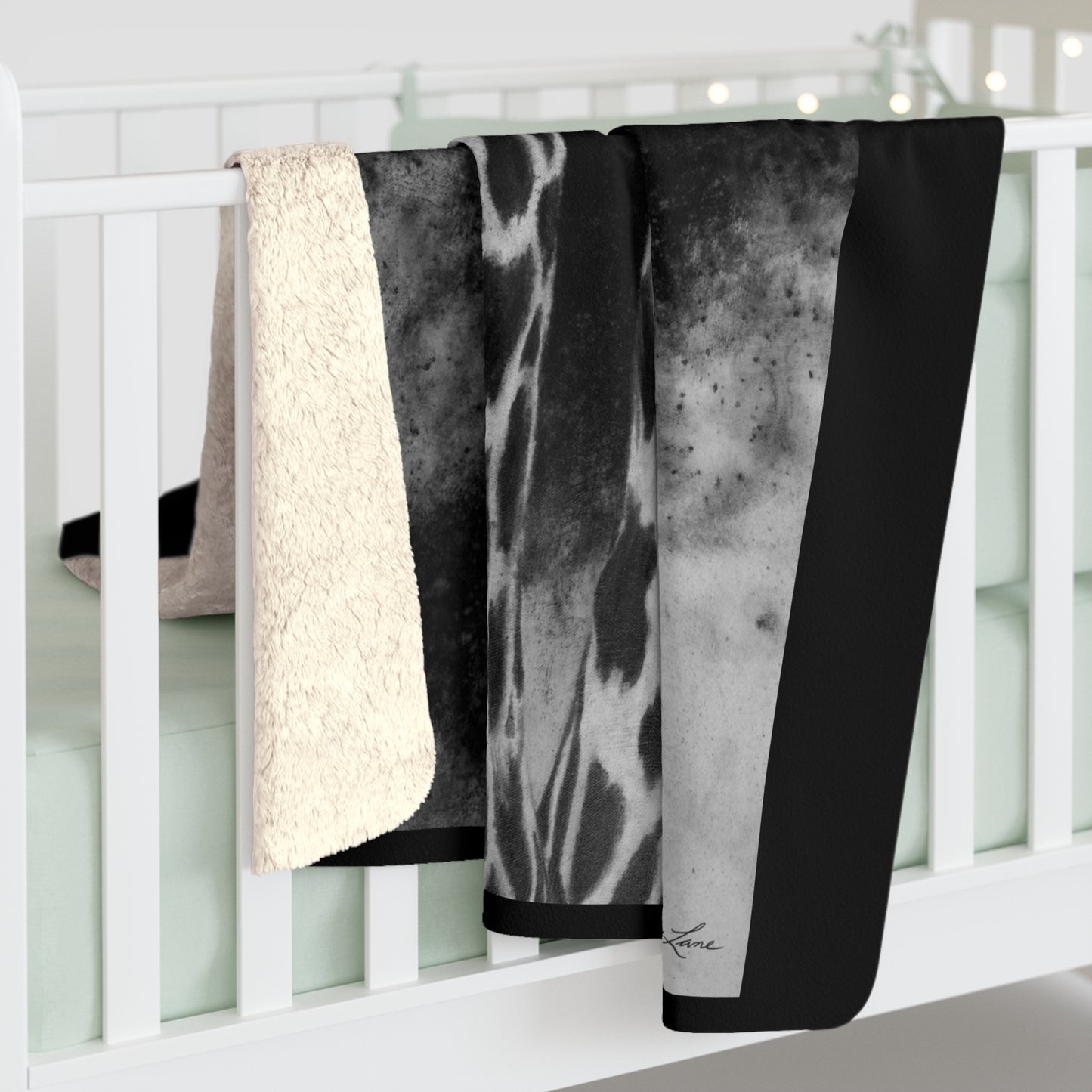 Grace in the Grassland, Giraffe Sherpa Fleece Blanket