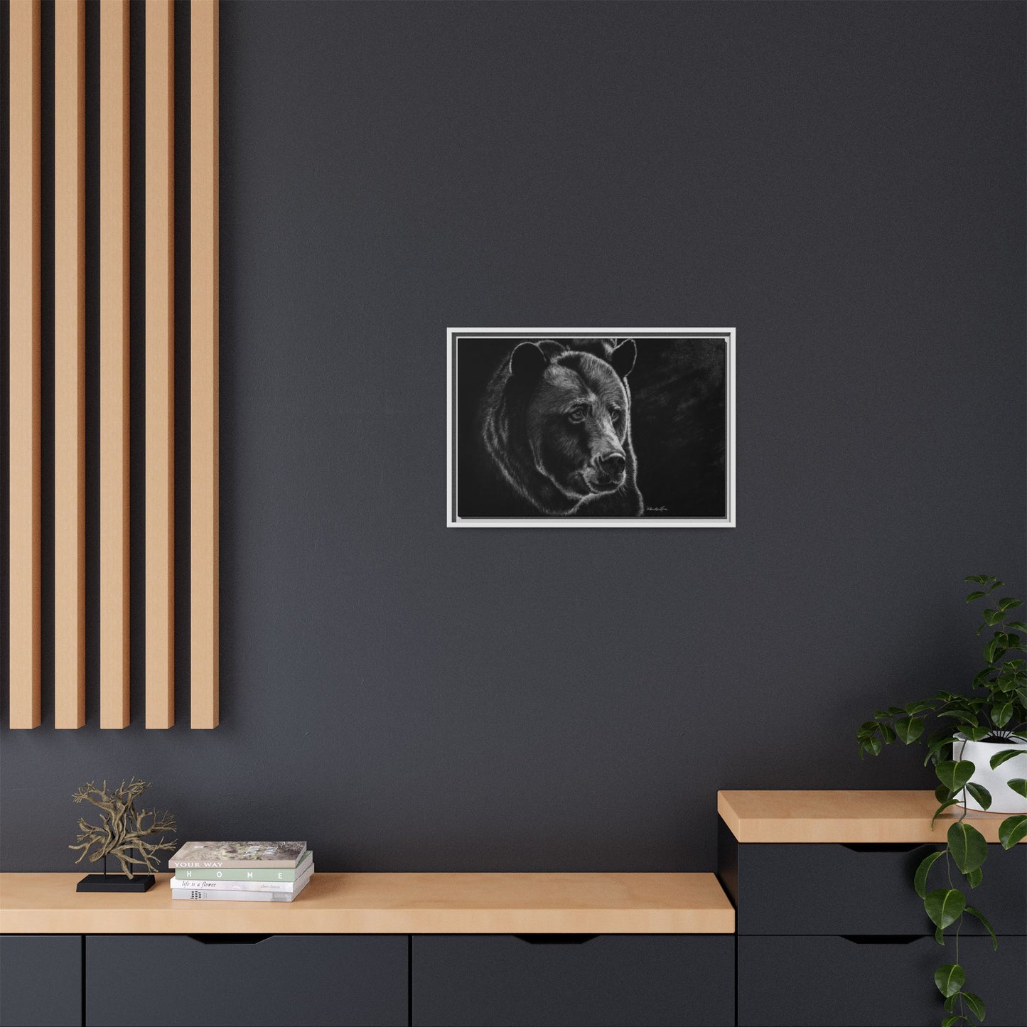 Dominance, Bear Portrait Stretched Framed Matte Canvas Print