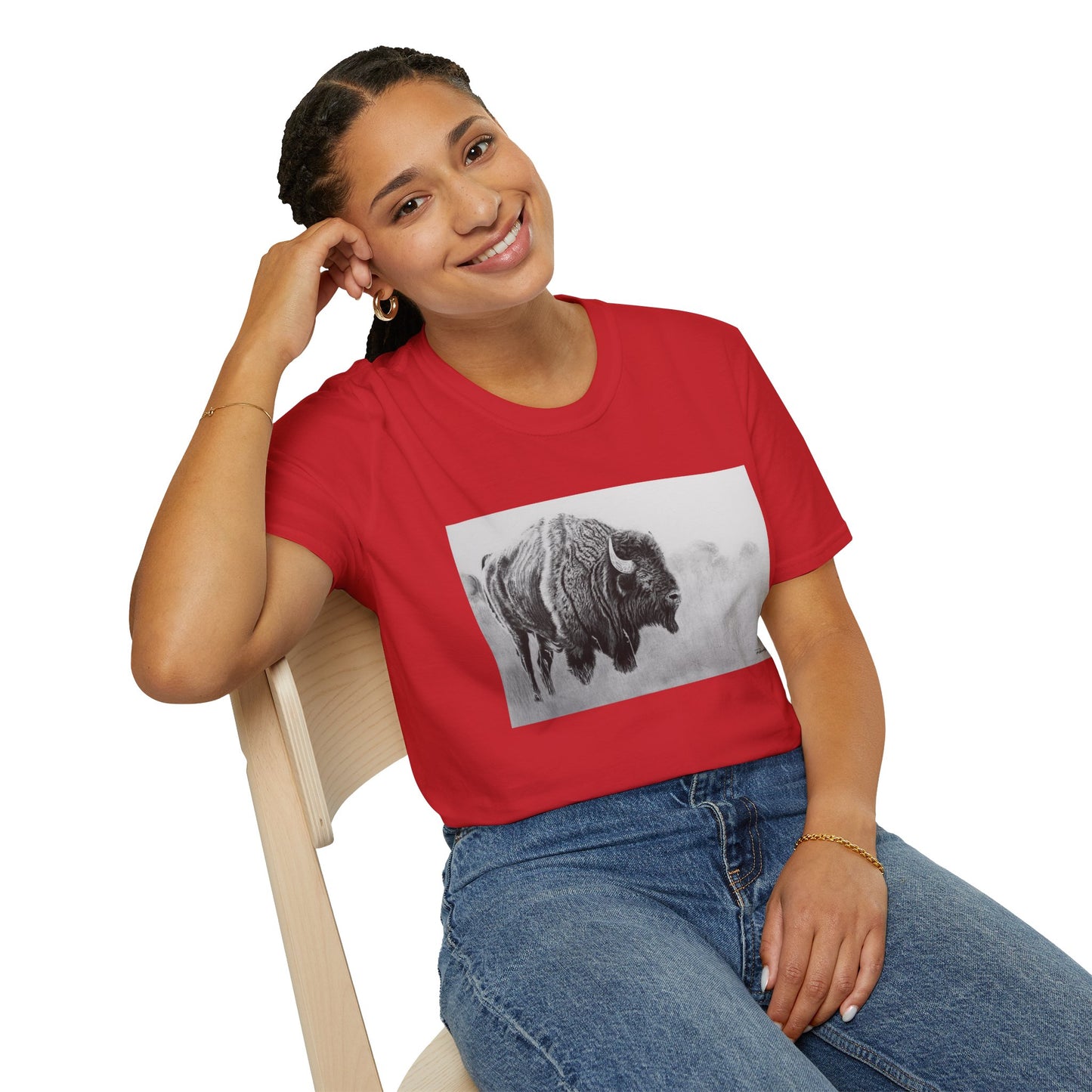 Prairie Bison, Bison Painting T-Shirt — Buffalo Wildlife Tee