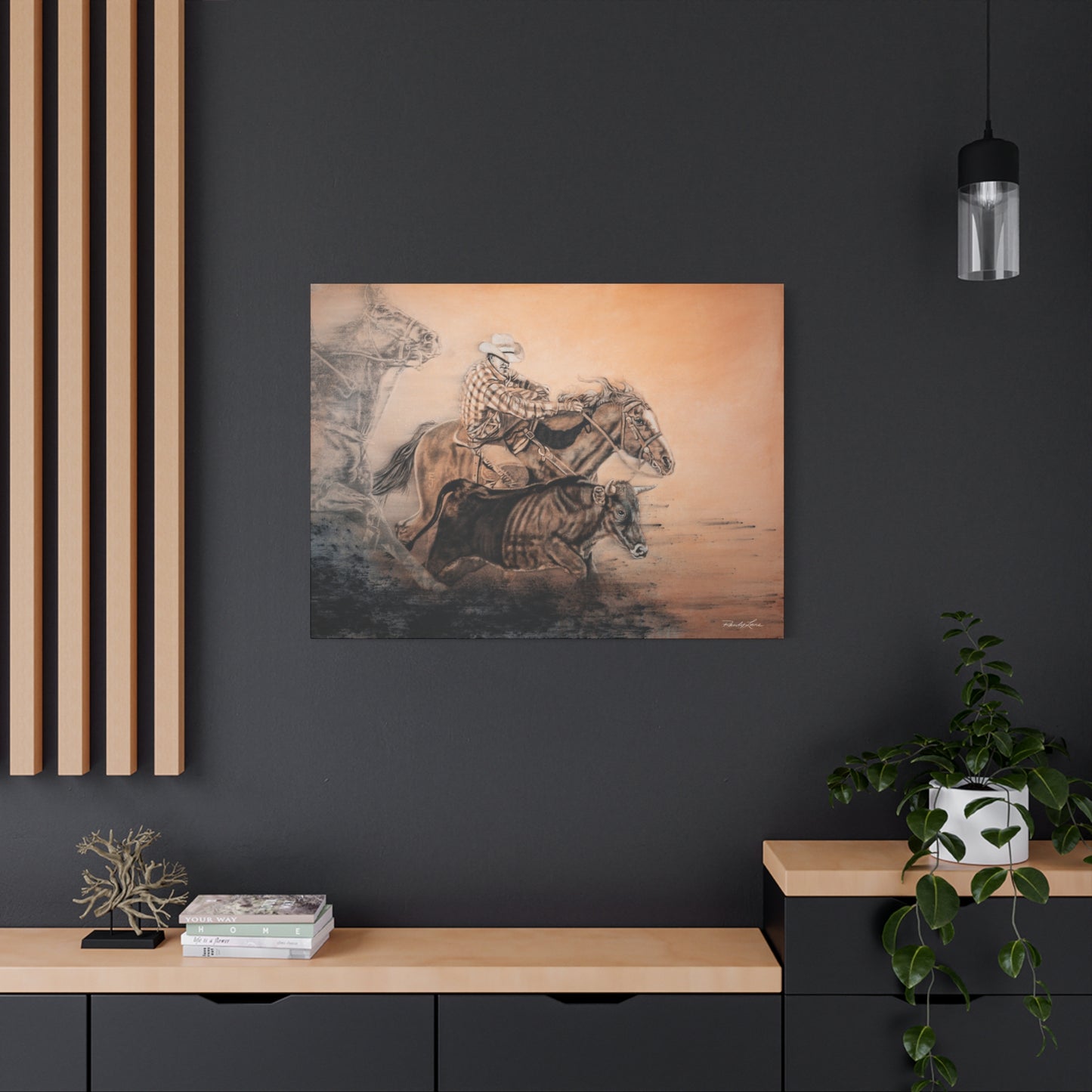 Get Some. Bulldogging Art Stretched Matte Canvas Print