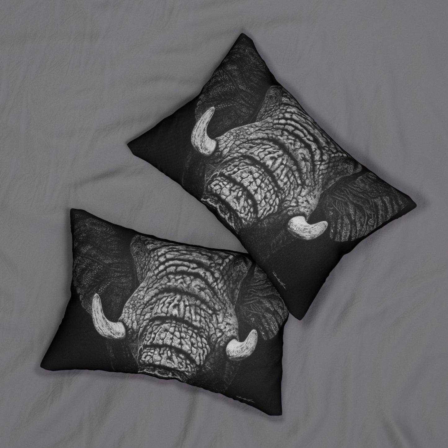 Ebony and Ivory, Elephant Lumbar Pillow