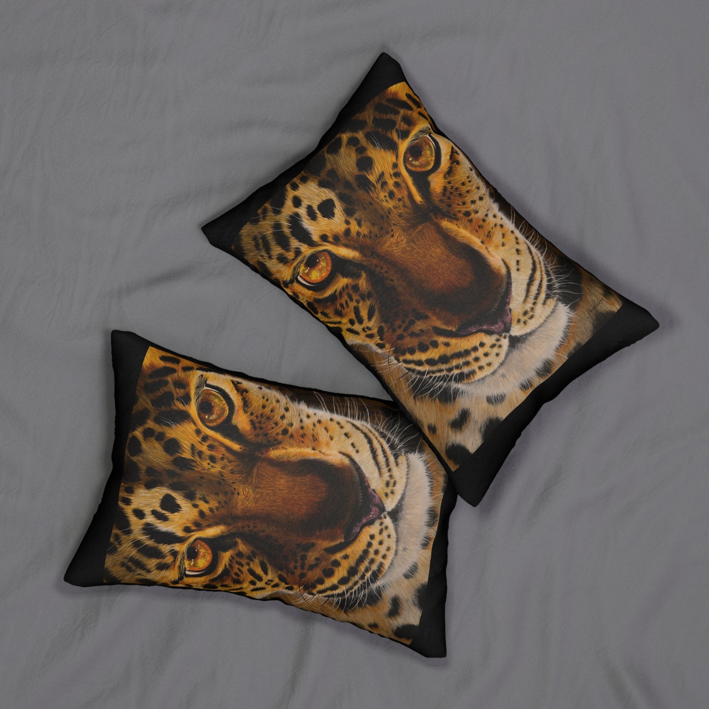 Windows to the Soul, Leopard Spun Polyester Lumbar Pillow
