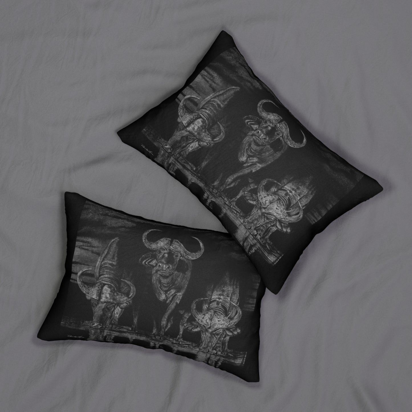 The Waterhole, Cape Buffalo Lumbar Pillow