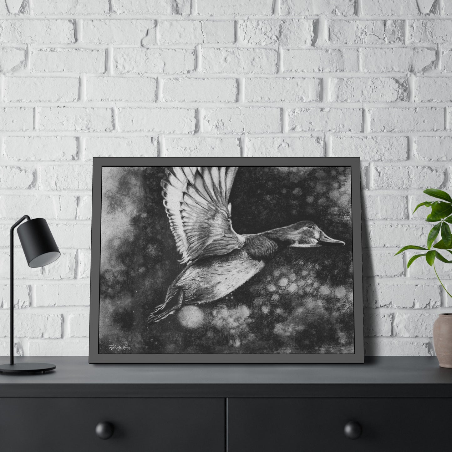 Flare, Framed Fine Art Print Duck in Flight