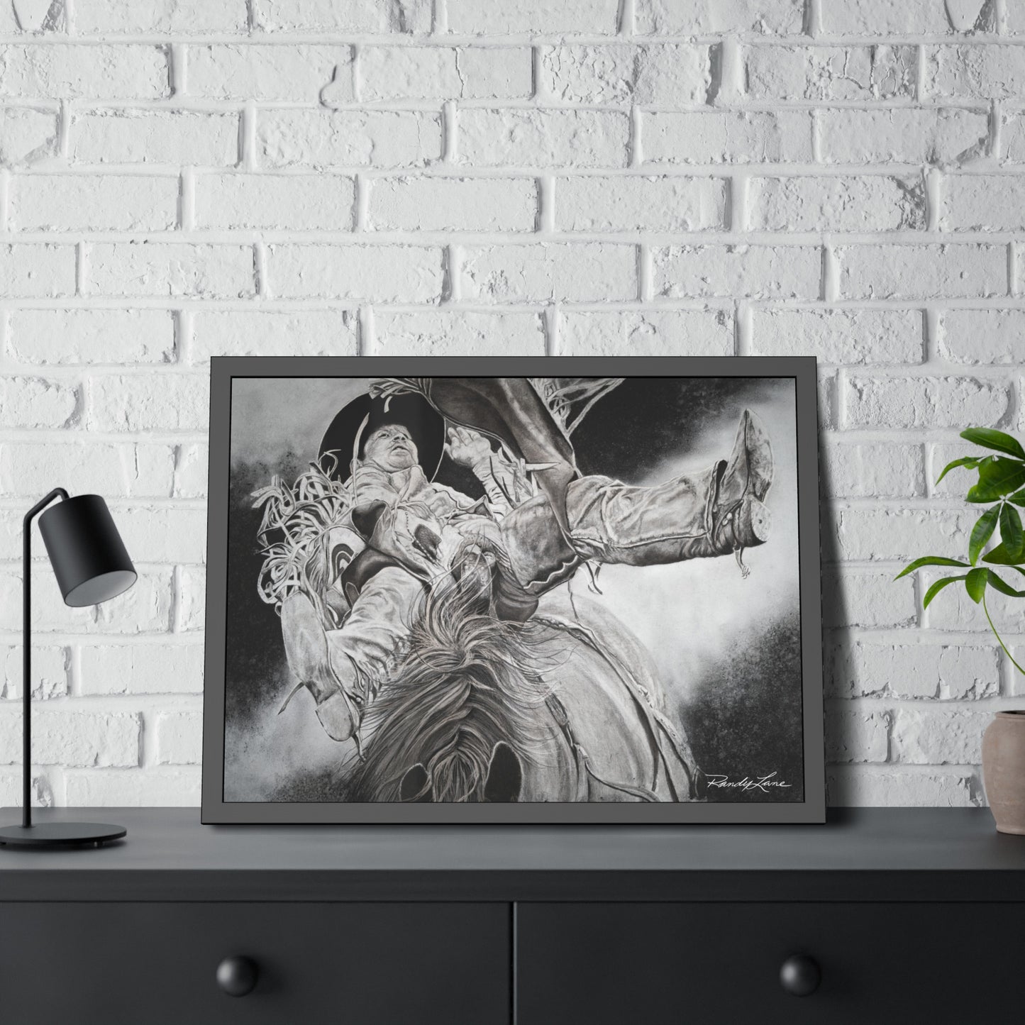 Battle Tested, Rodeo Bareback Rider Painting, Framed Fine Art Print