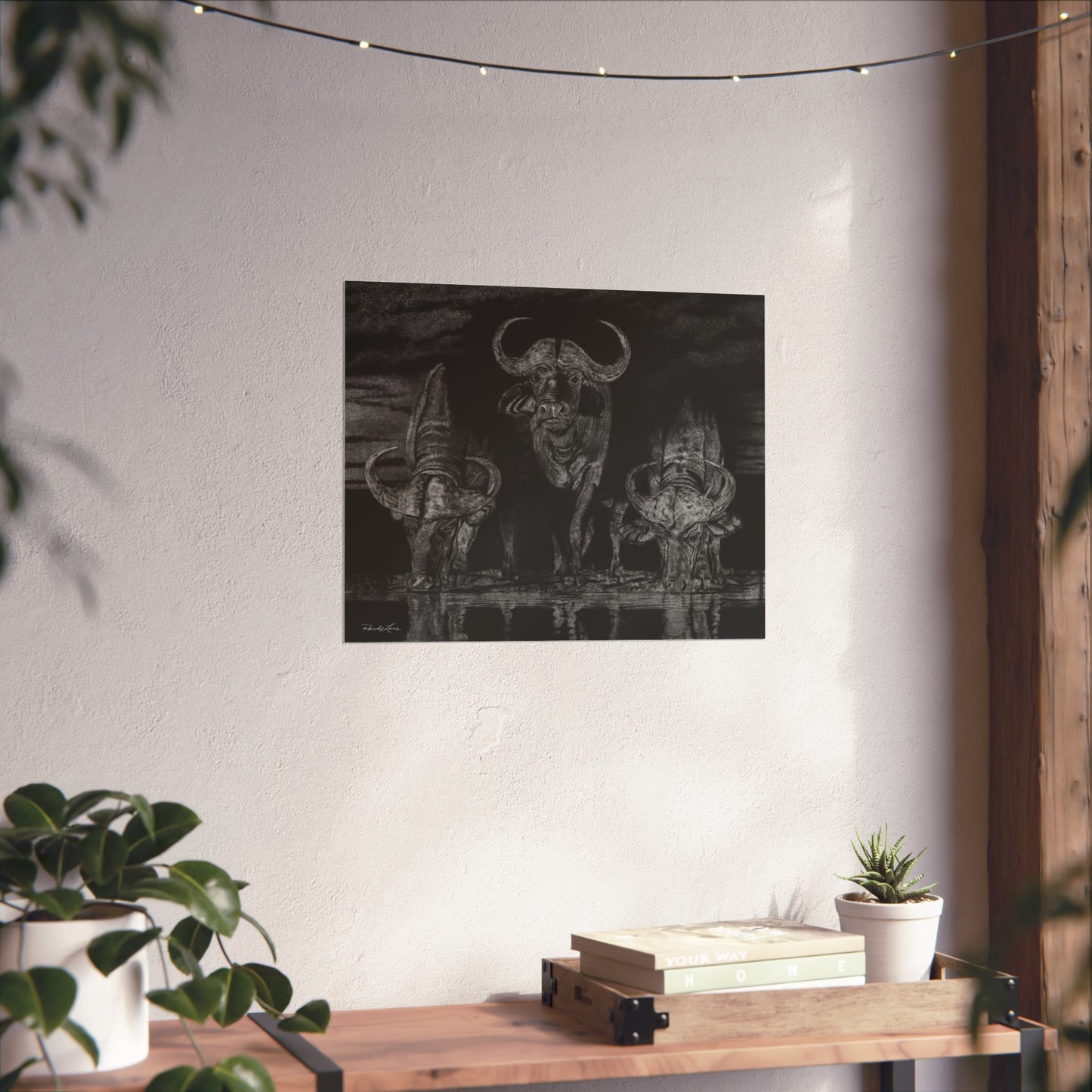 The Waterhole, Cape Buffalo Fine Art Print