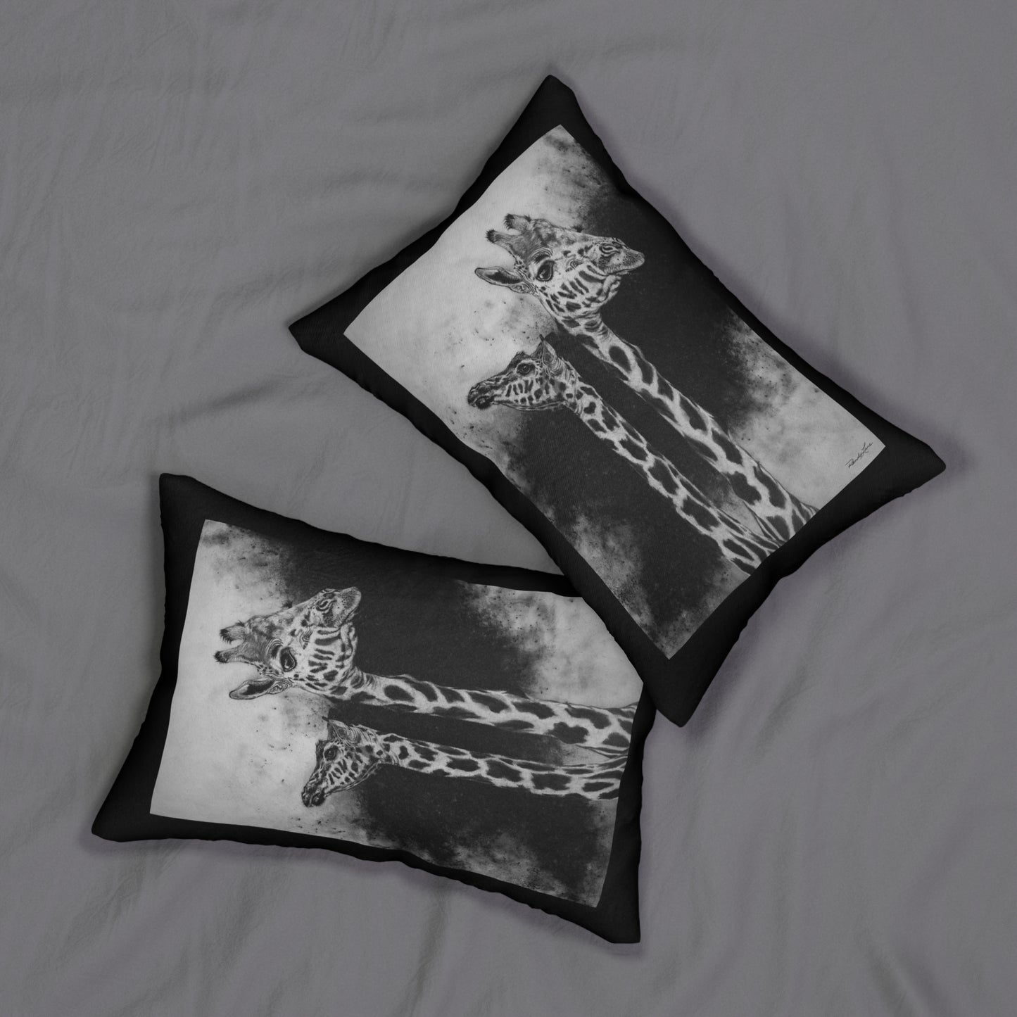 Grace in the Grassland, Giraffe Spun Polyester Lumbar Pillow
