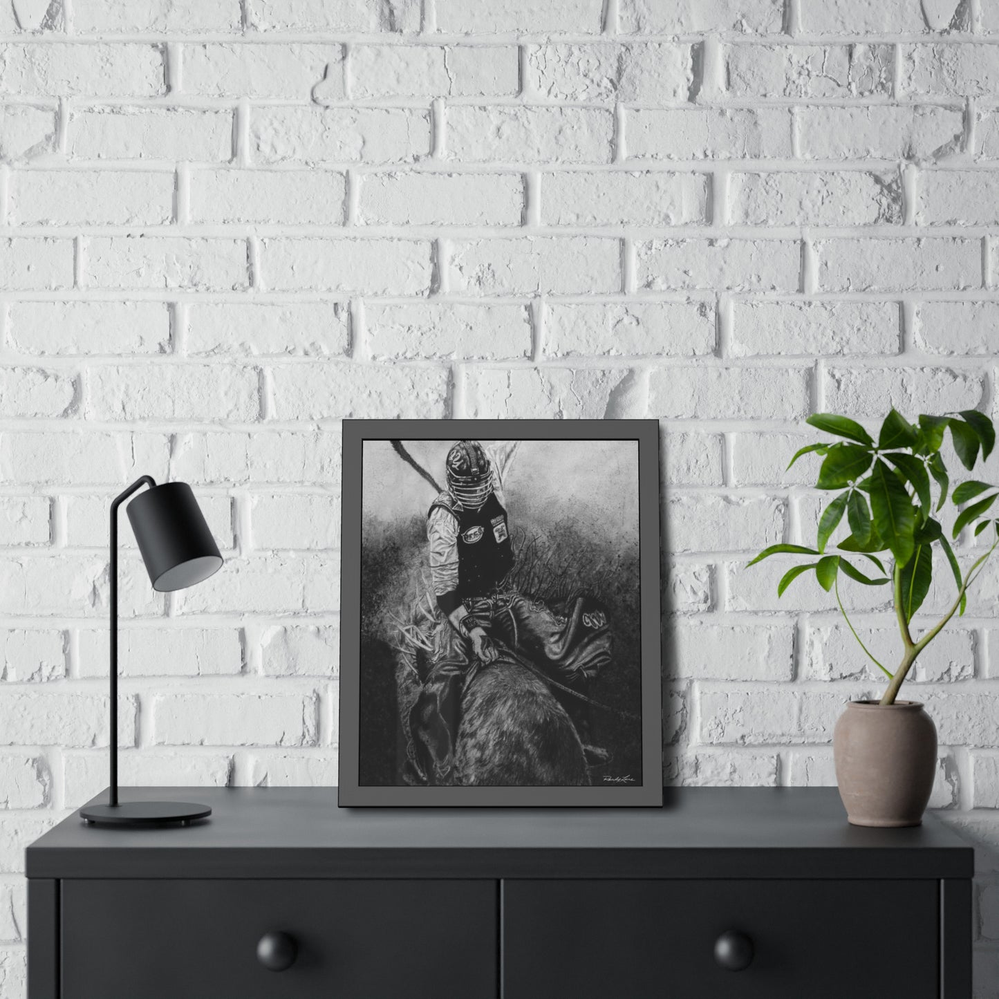Gettin Frosty. Bull Rider Framed Fine Art Print