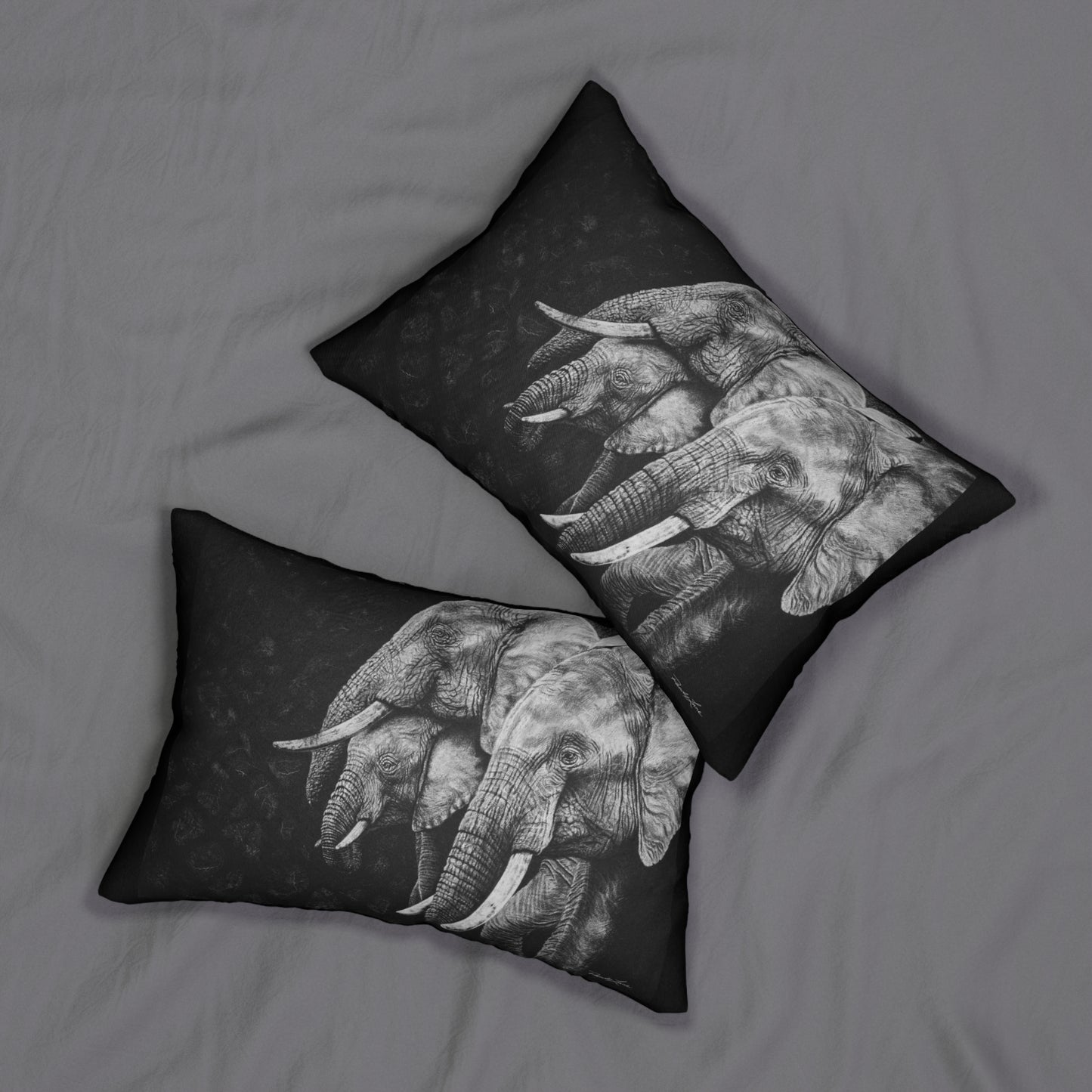 Brushland Bond. Elephant Art Spun Polyester Lumbar Pillow