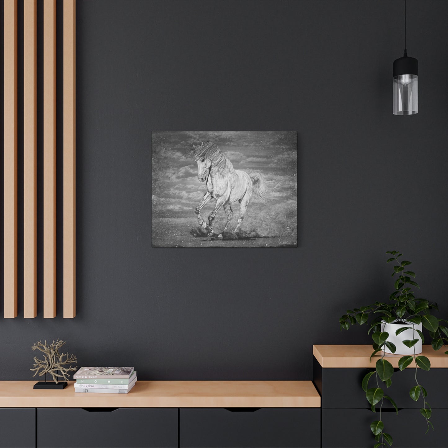 Equine Elegance. Prancing Horse Stretched Matte Canvas Print