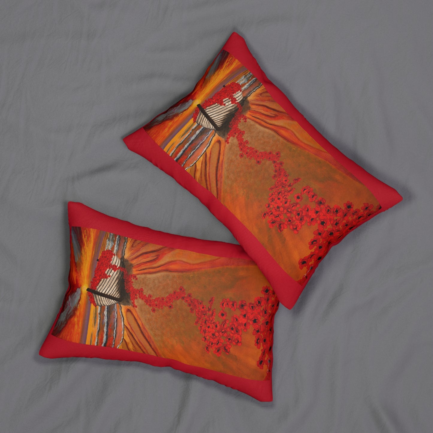 Grace Garden, Vibrant Sunset Floral Lumbar Pillow