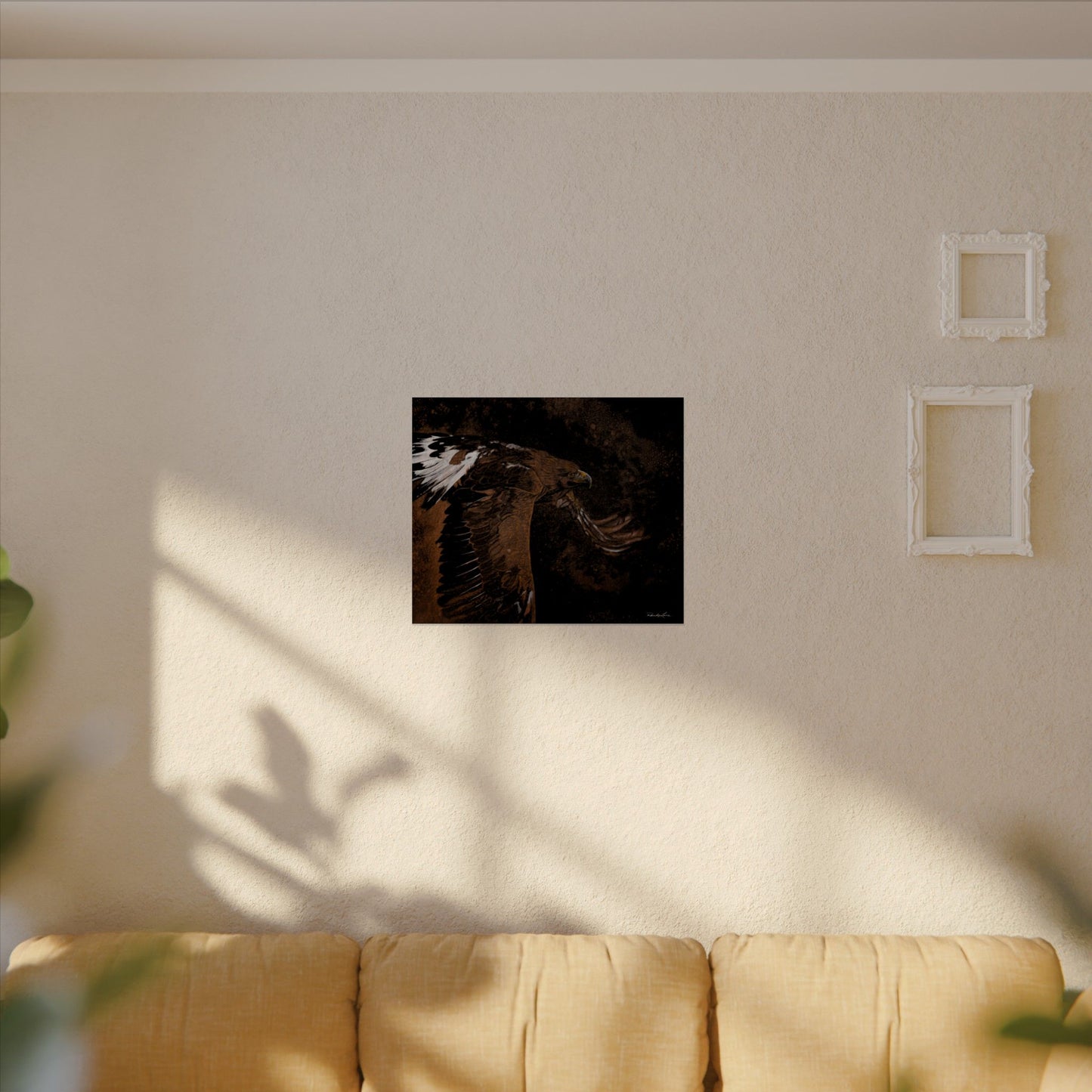 Golden Flight, Eagle Wall Art Print, Textured Matte Print Decor