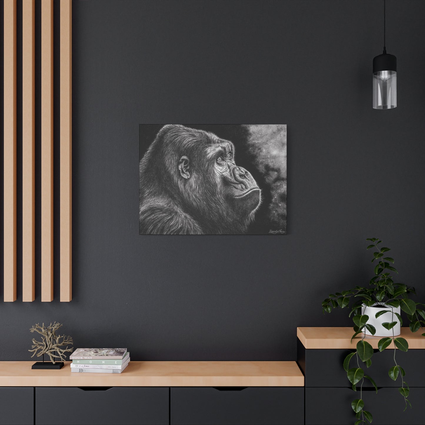 Gorilla, Artistic Gorilla Stretched Canvas Wall Art
