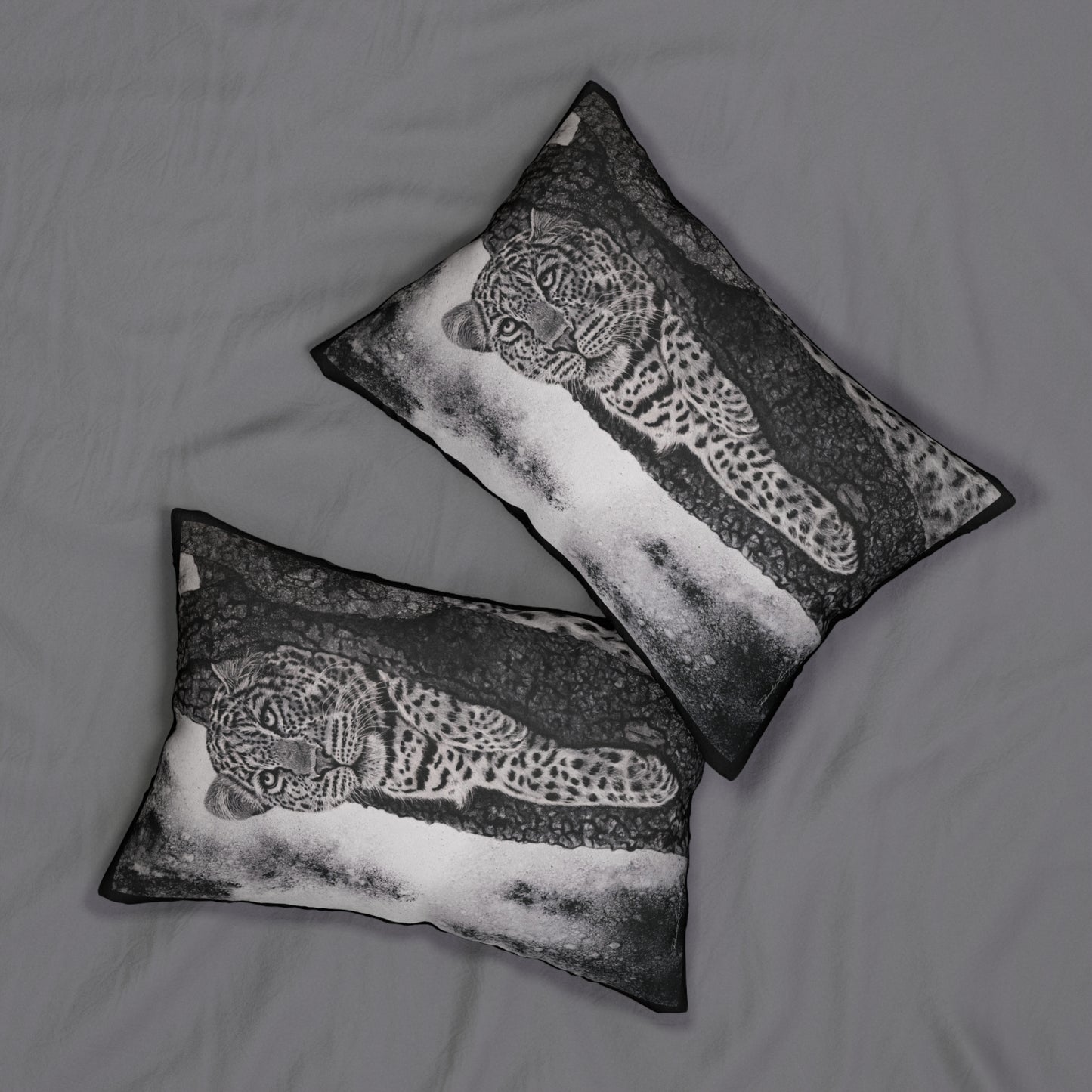 Tree Hugger, Leopard Spun Polyester Lumbar Pillow
