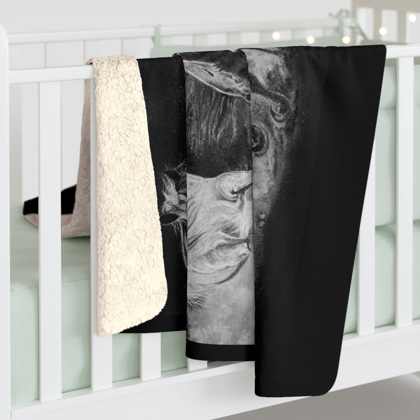 Midnight Run. Horse Cozy Sherpa Fleece Blanket
