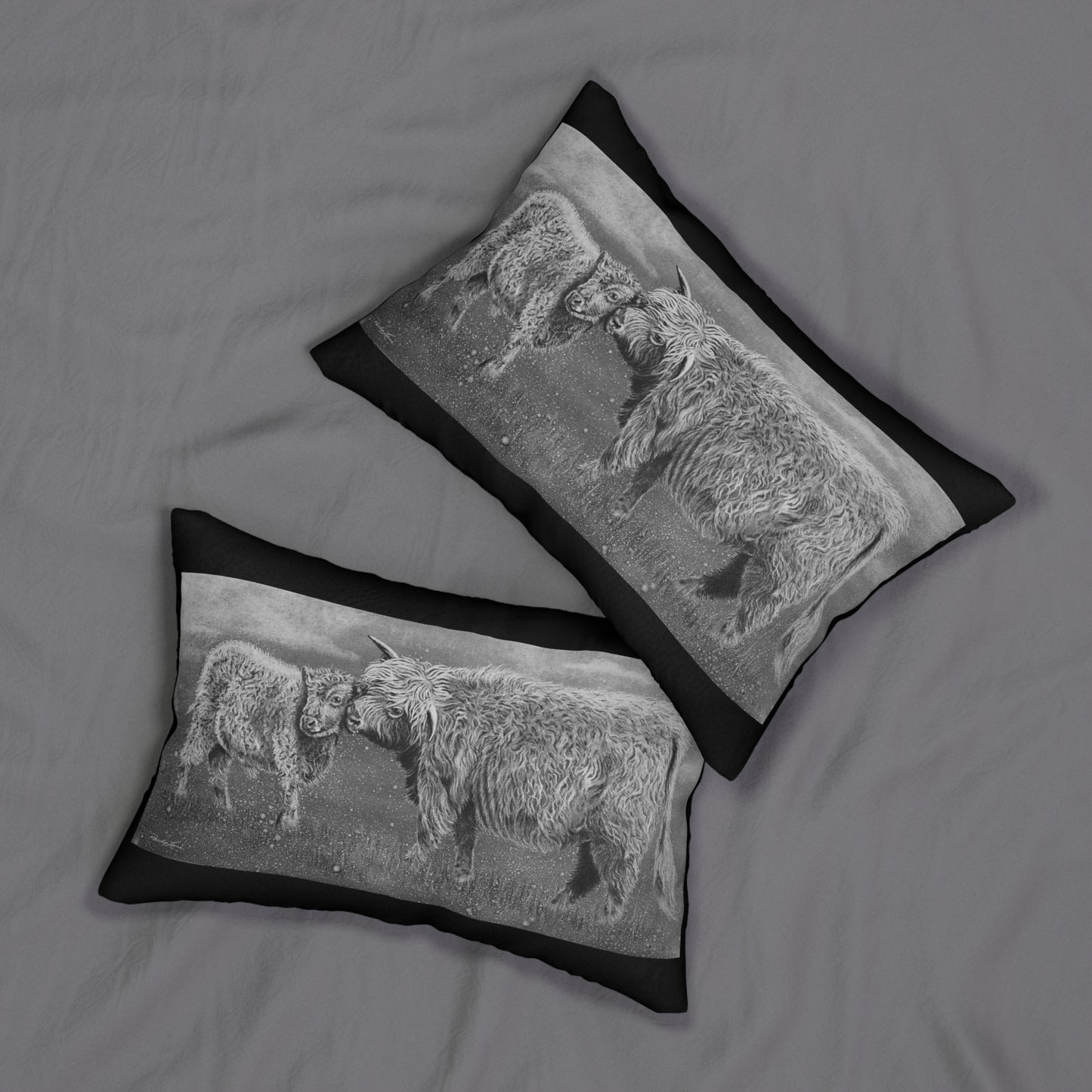 Highland Love, Highland Cattle Lumbar Pillow