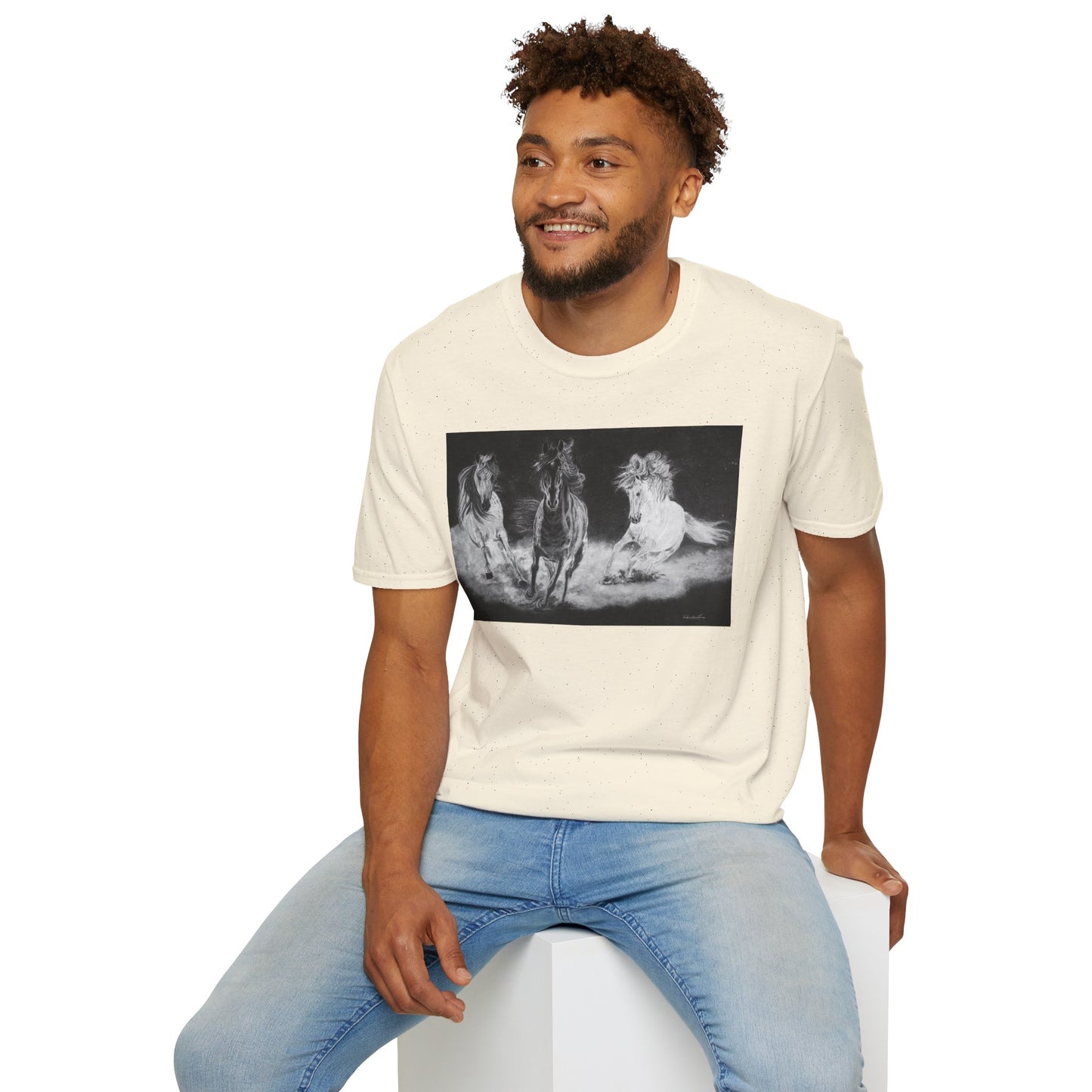Midnight Run. Horse Graphic Unisex T-Shirt, Soft Cotton Shirt