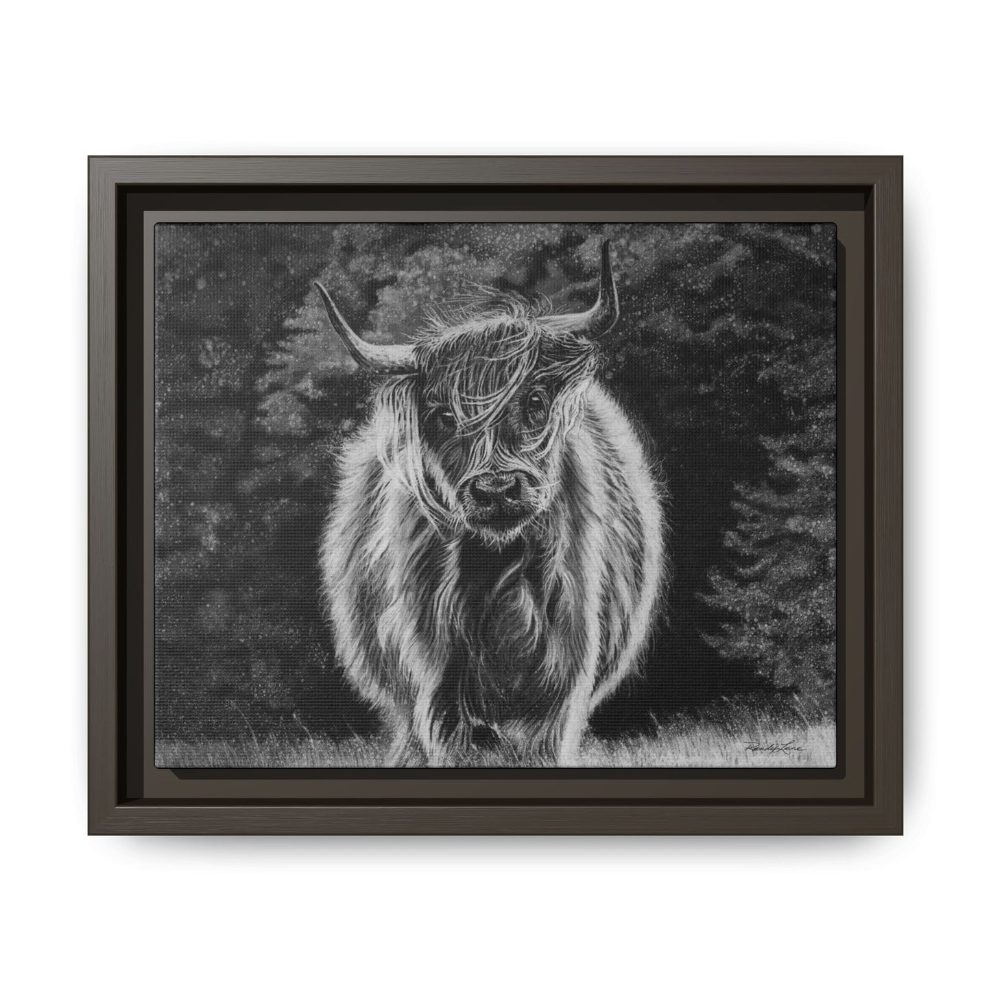 Ragamuffin. Highland Cow Framed Stretched Matte Canvas Print