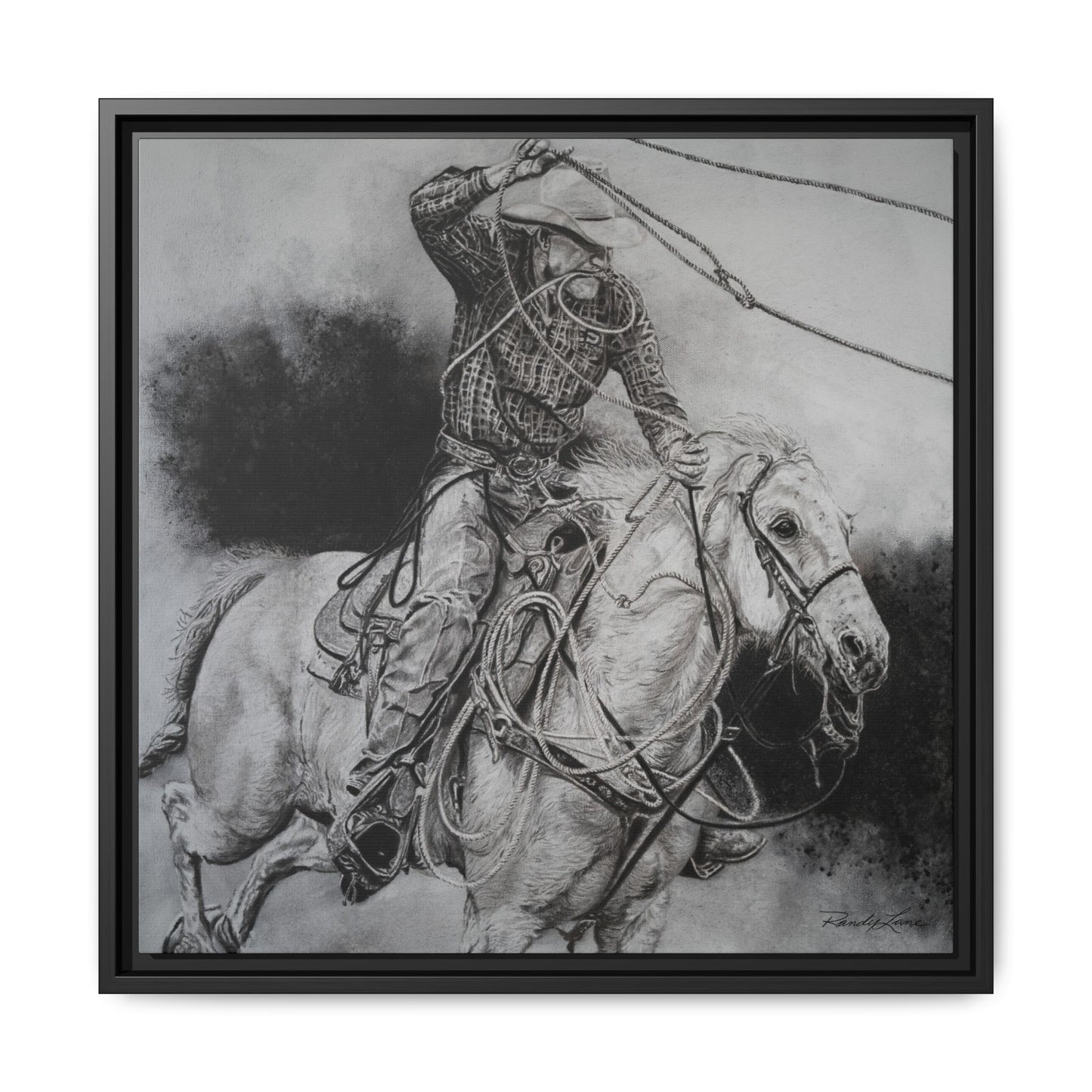 Let it Fly, Rodeo Tie-down Roper Painting, Matte Framed Stretched Canvas