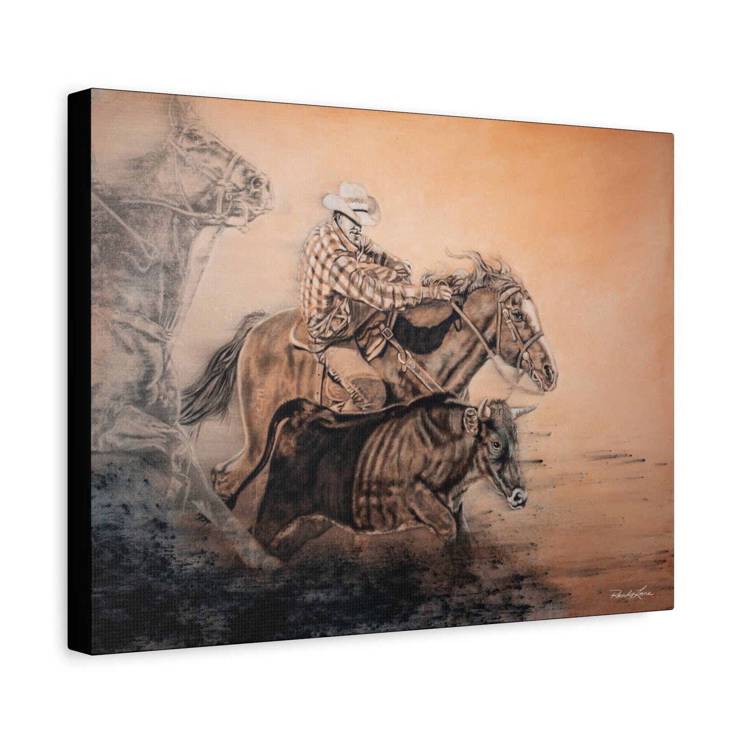 Get Some. Bulldogging Art Stretched Matte Canvas Print