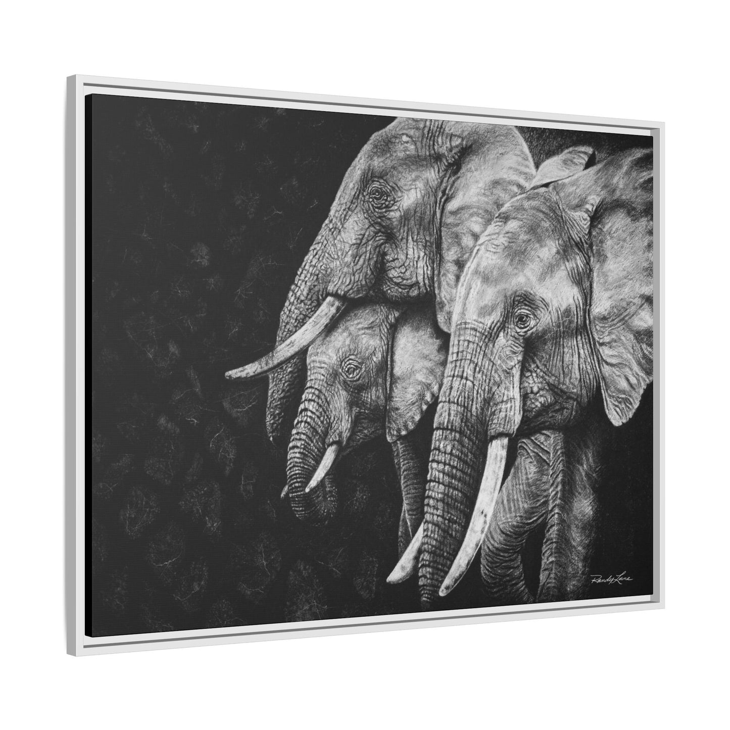 Brushland Bond. Elephant Art Framed Stretched Matte Canvas Print