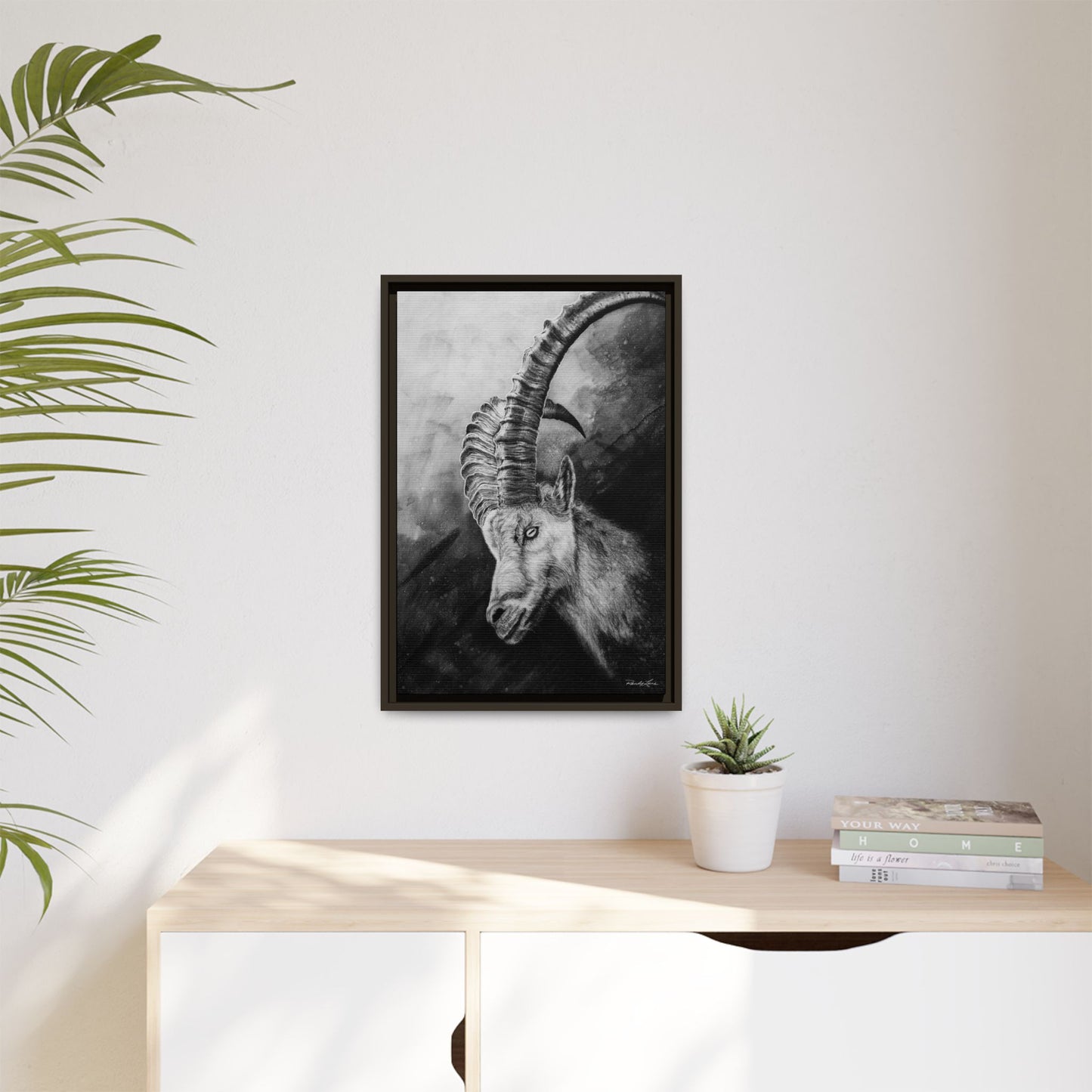 Apex,  Alpine Mountain Goat, Framed Matte Canvas Art Print,