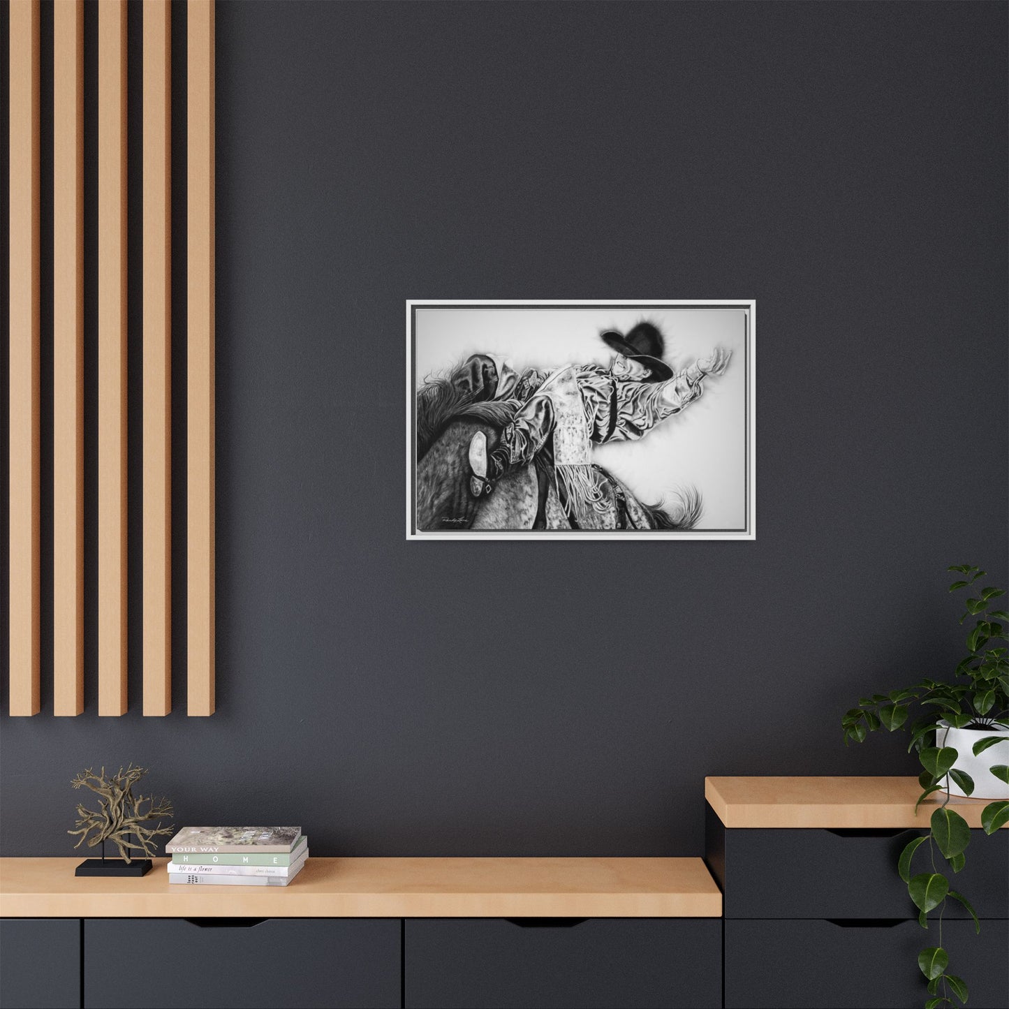 Go Time. Stretched Matte Canvas Framed Rodeo Art Print