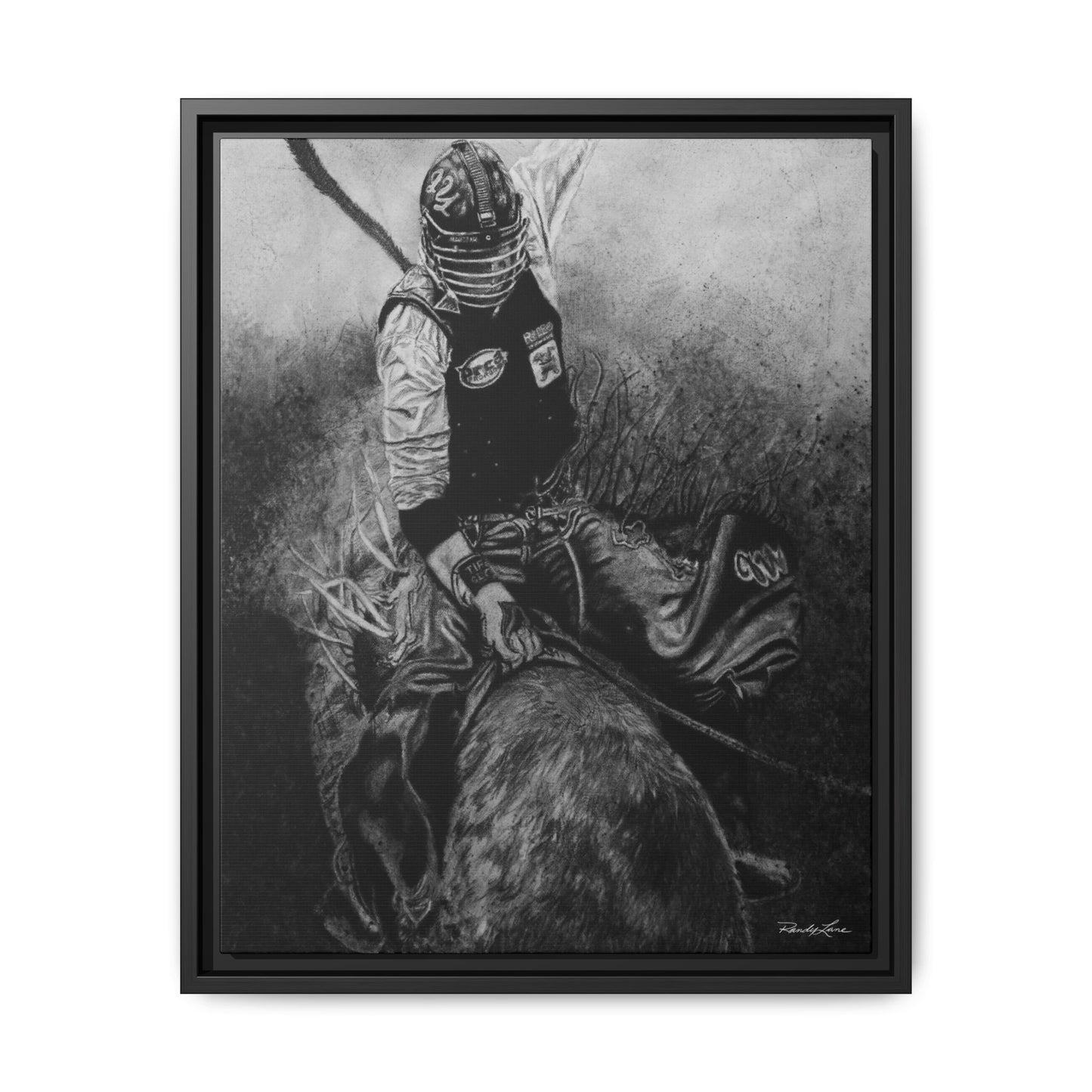 Gettin Frosty. Bull Rider Framed Stretched Matte Canvas Print