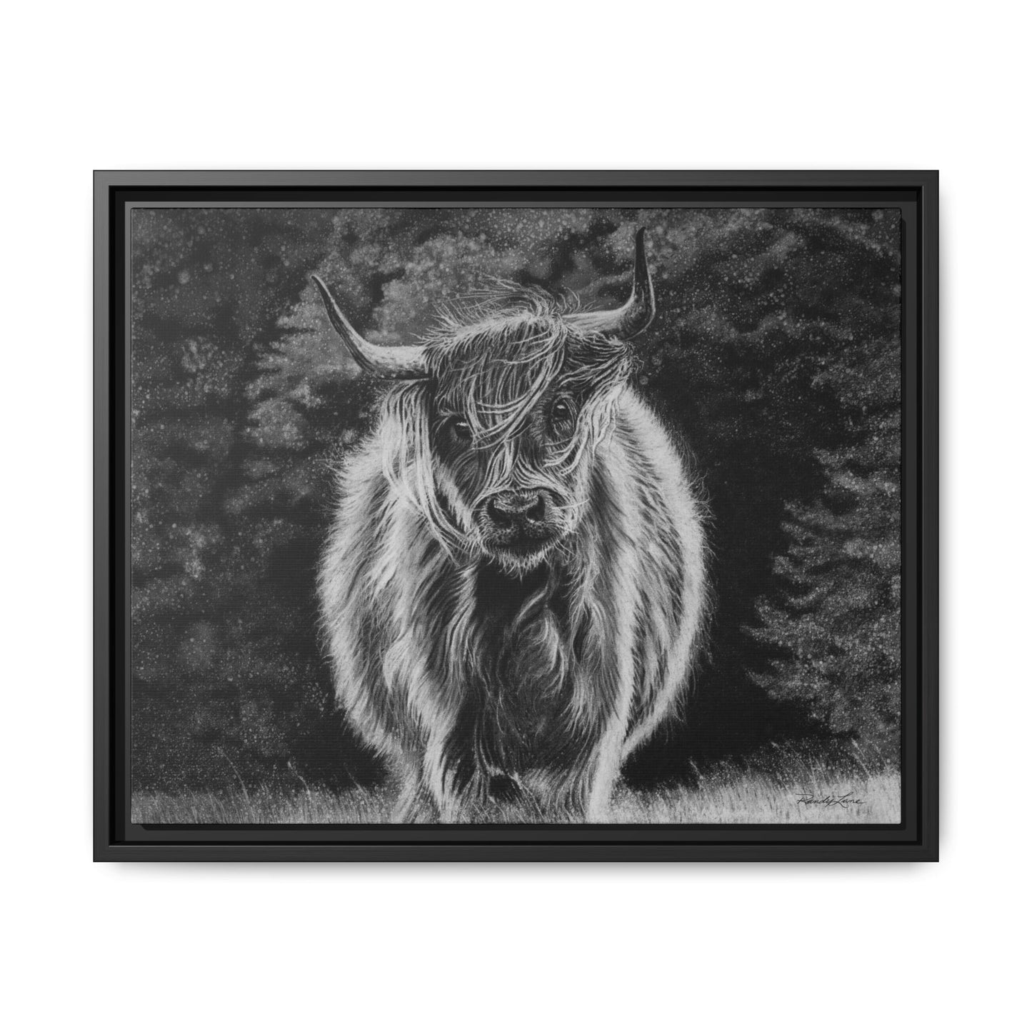 Ragamuffin. Highland Cow Framed Stretched Matte Canvas Print