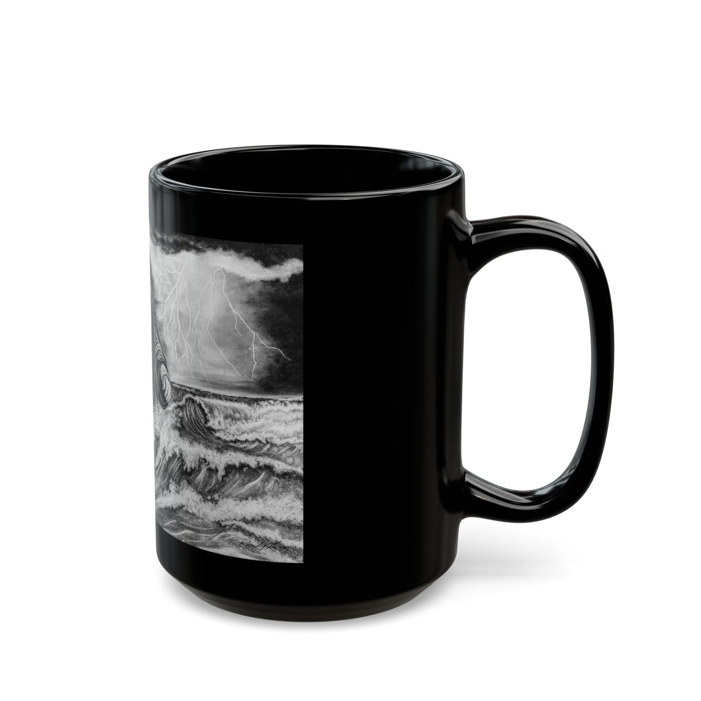 View from the Boat, Jesus Walking on Water Painting Black Ceramic Mug — 11oz & 15oz Inspirational Coffee Cup