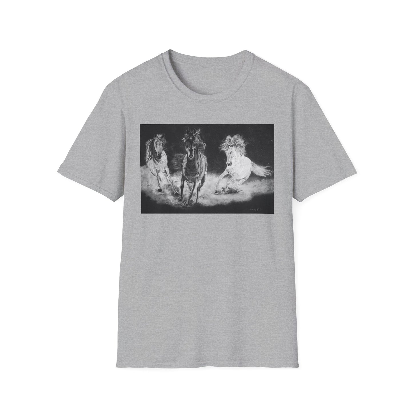Midnight Run. Horse Graphic Unisex T-Shirt, Soft Cotton Shirt