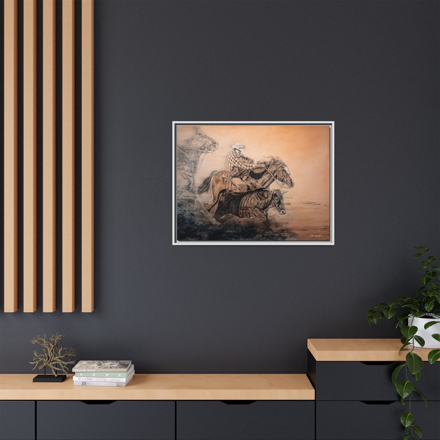 Get Some. Bulldogging Framed Stretched Matte Canvas Print