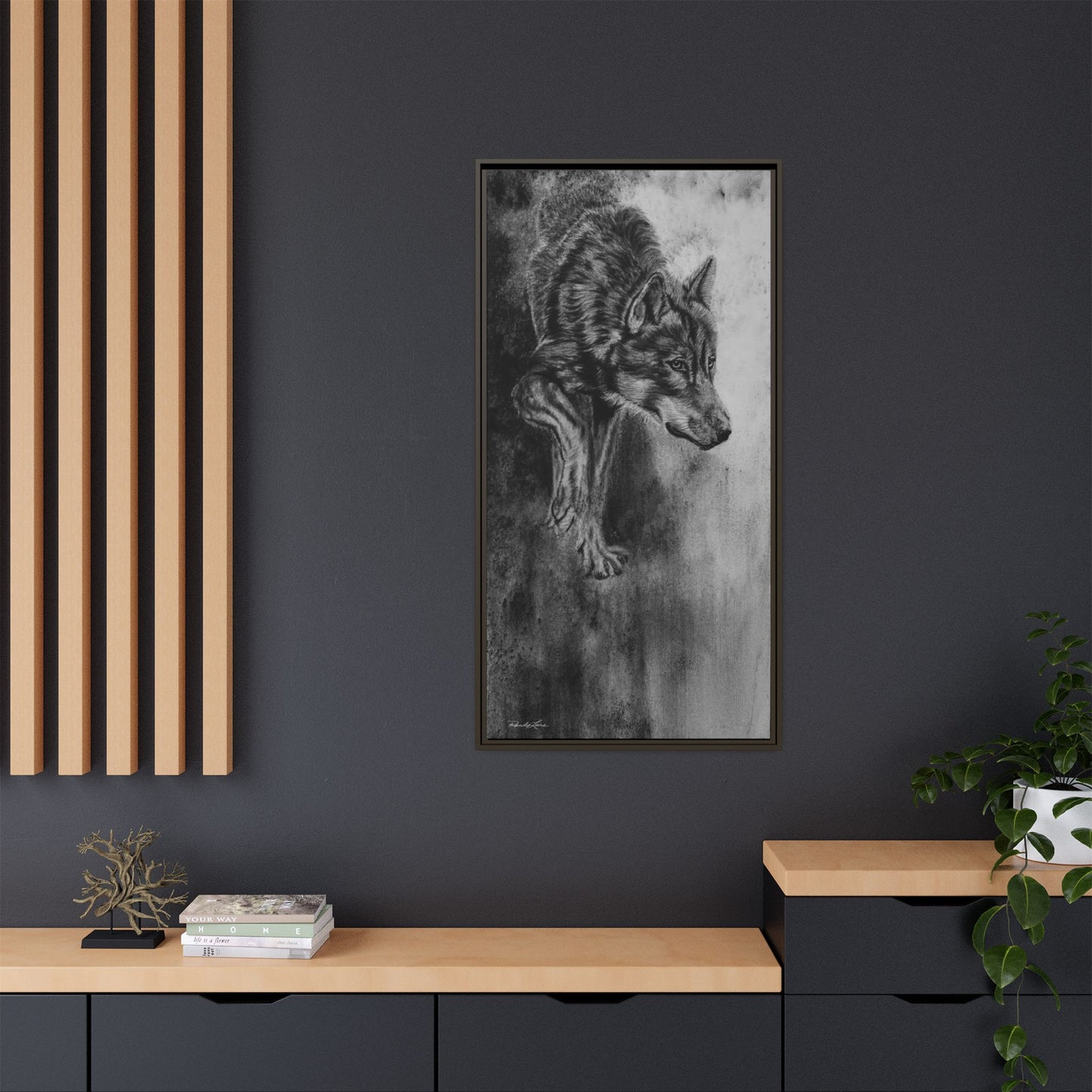 Specter, Wolf Portrait Framed Matte Canvas Wall Art