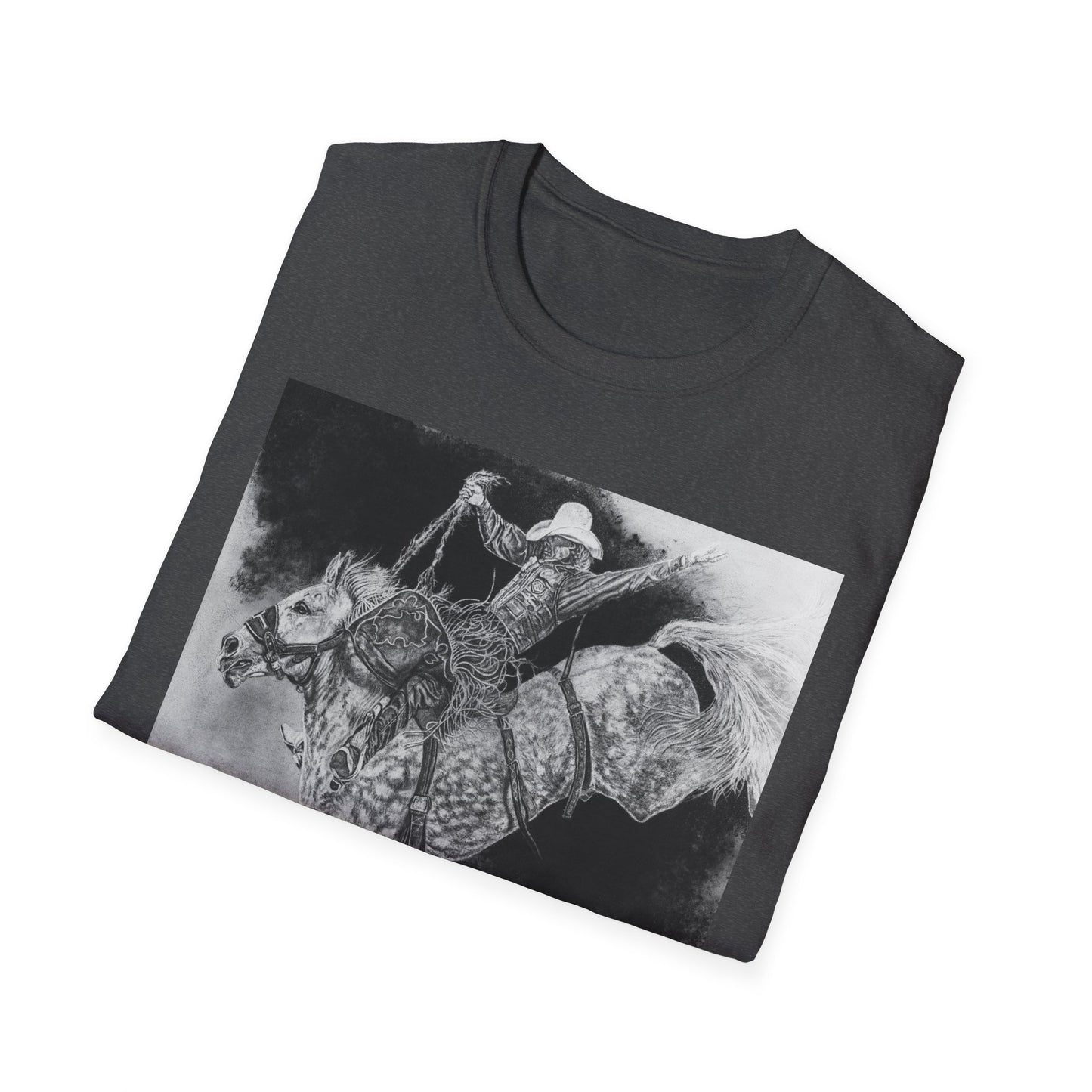 Big Grey, Rodeo Bareback Bronc Painting T-Shirt