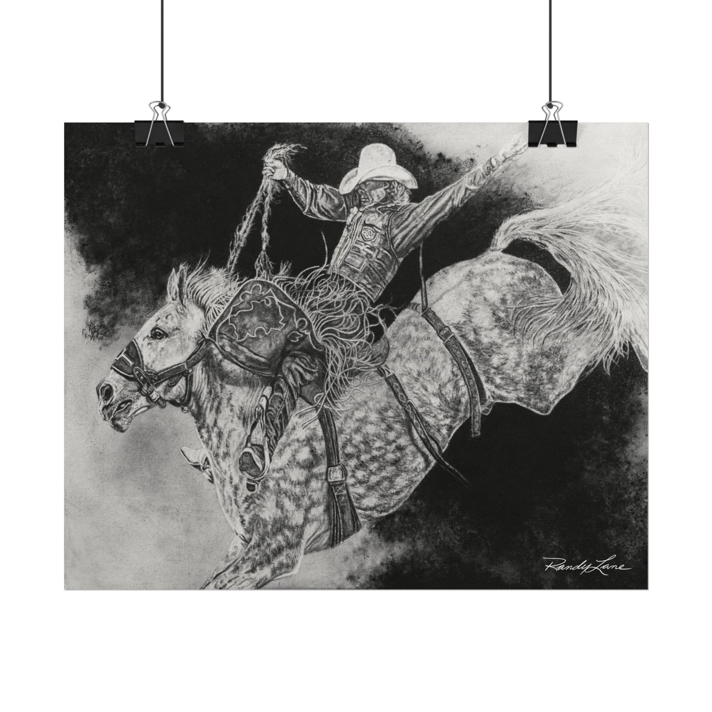Big Grey, Rodeo Bareback Bronc Fine Art Print — Textured Matte Print