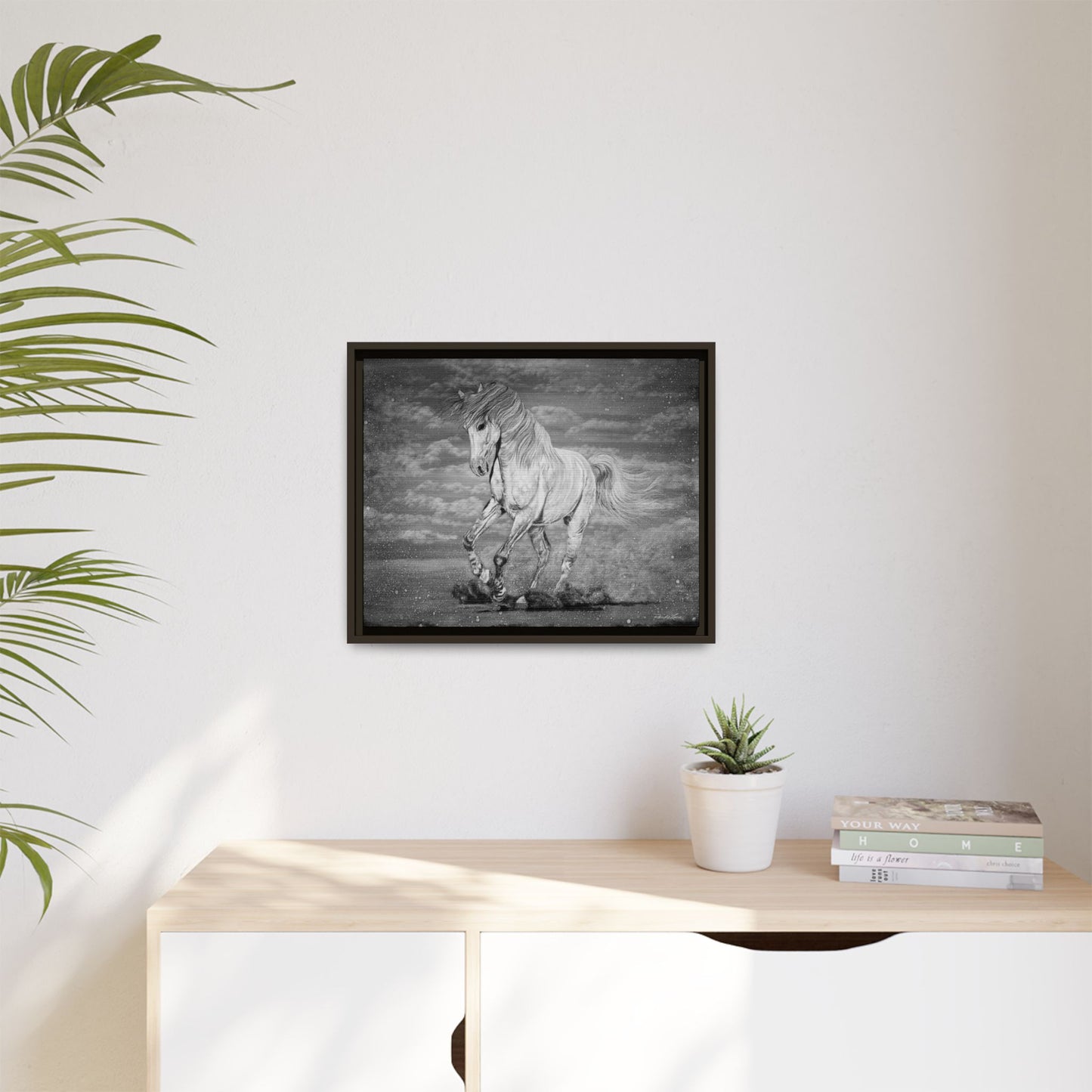 Equine Elegance. Prancing Horse Framed Stretched Matte Canvas Print