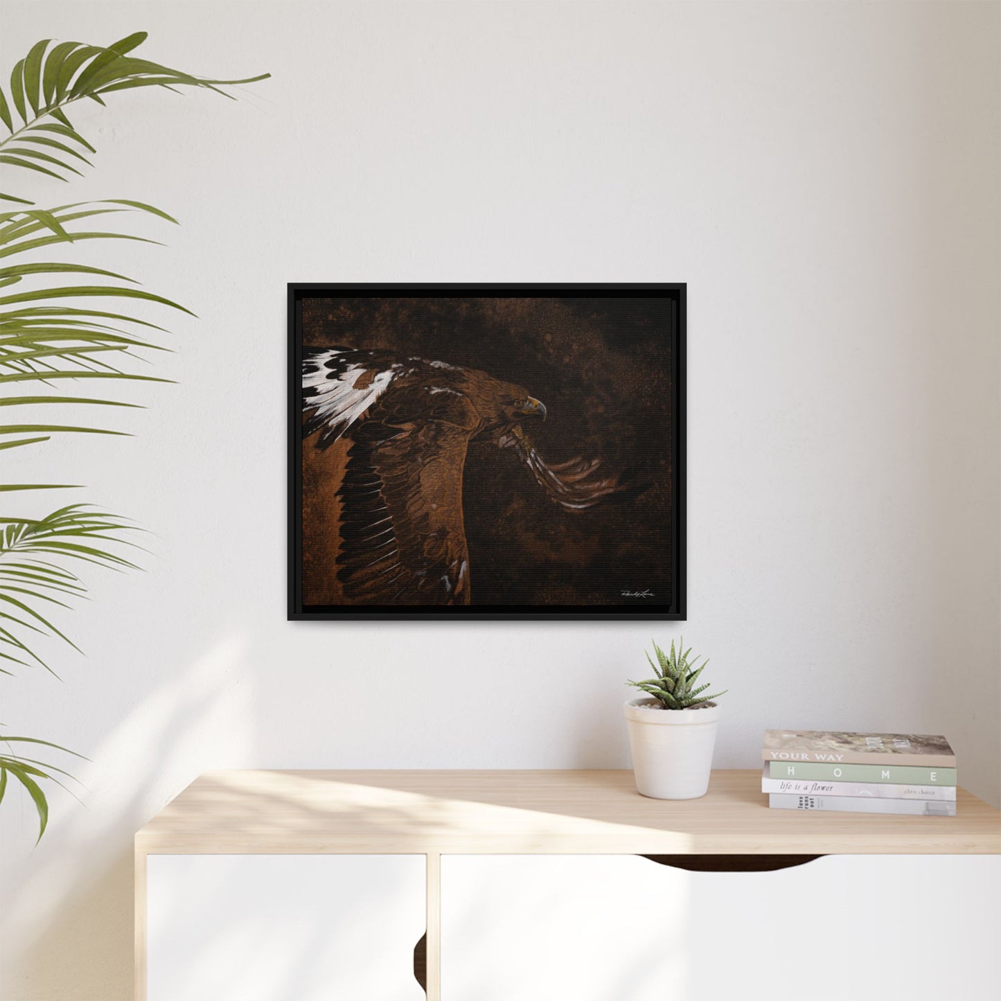 Golden Flight, Framed Golden Eagle Art Print, Canvas Wall Decor,