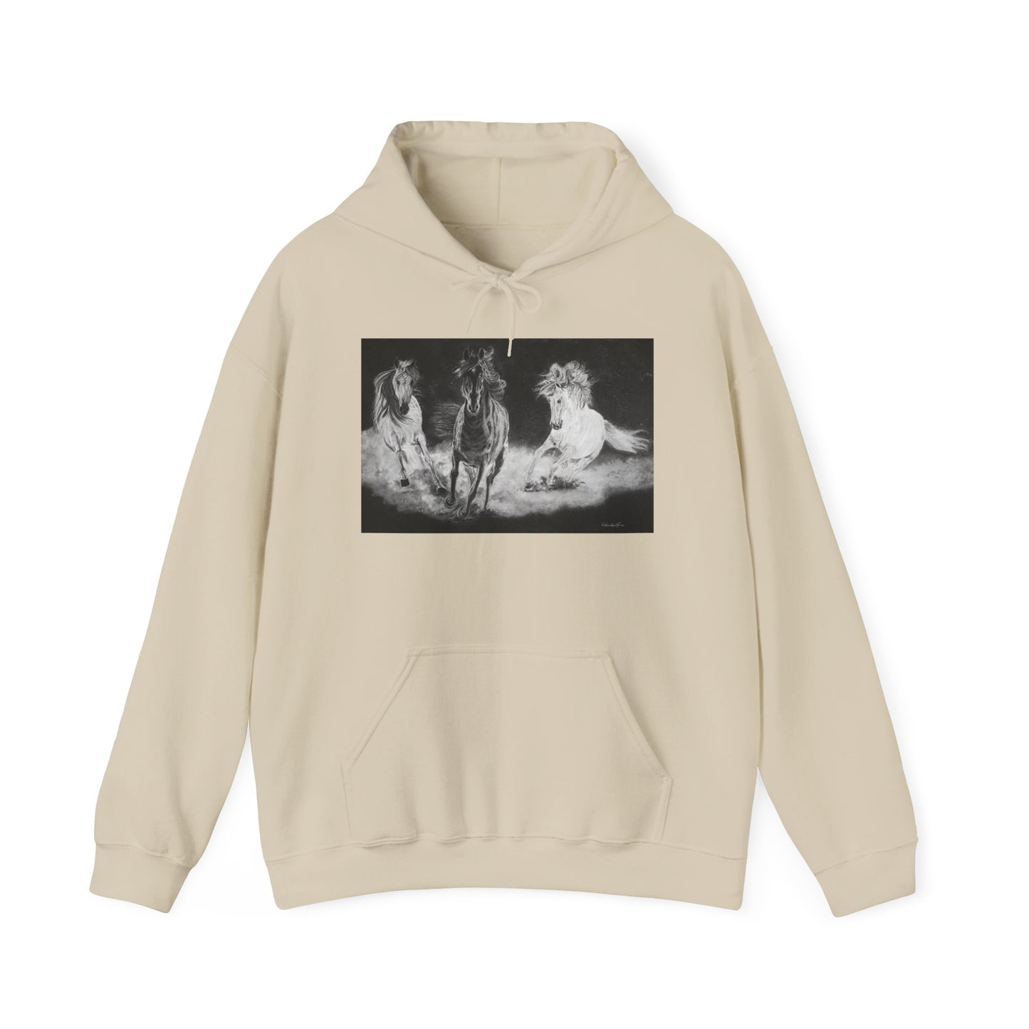 Midnight Run. Horse Cozy Unisex Hooded Pullover