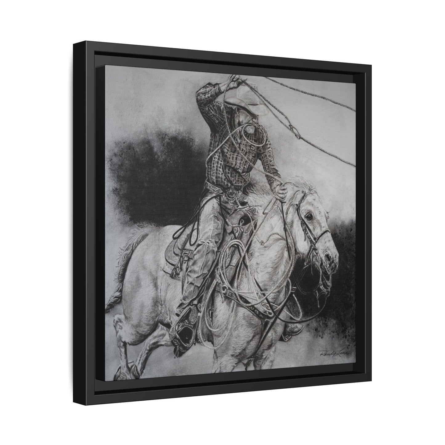 Let it Fly, Rodeo Tie-down Roper Painting, Matte Framed Stretched Canvas
