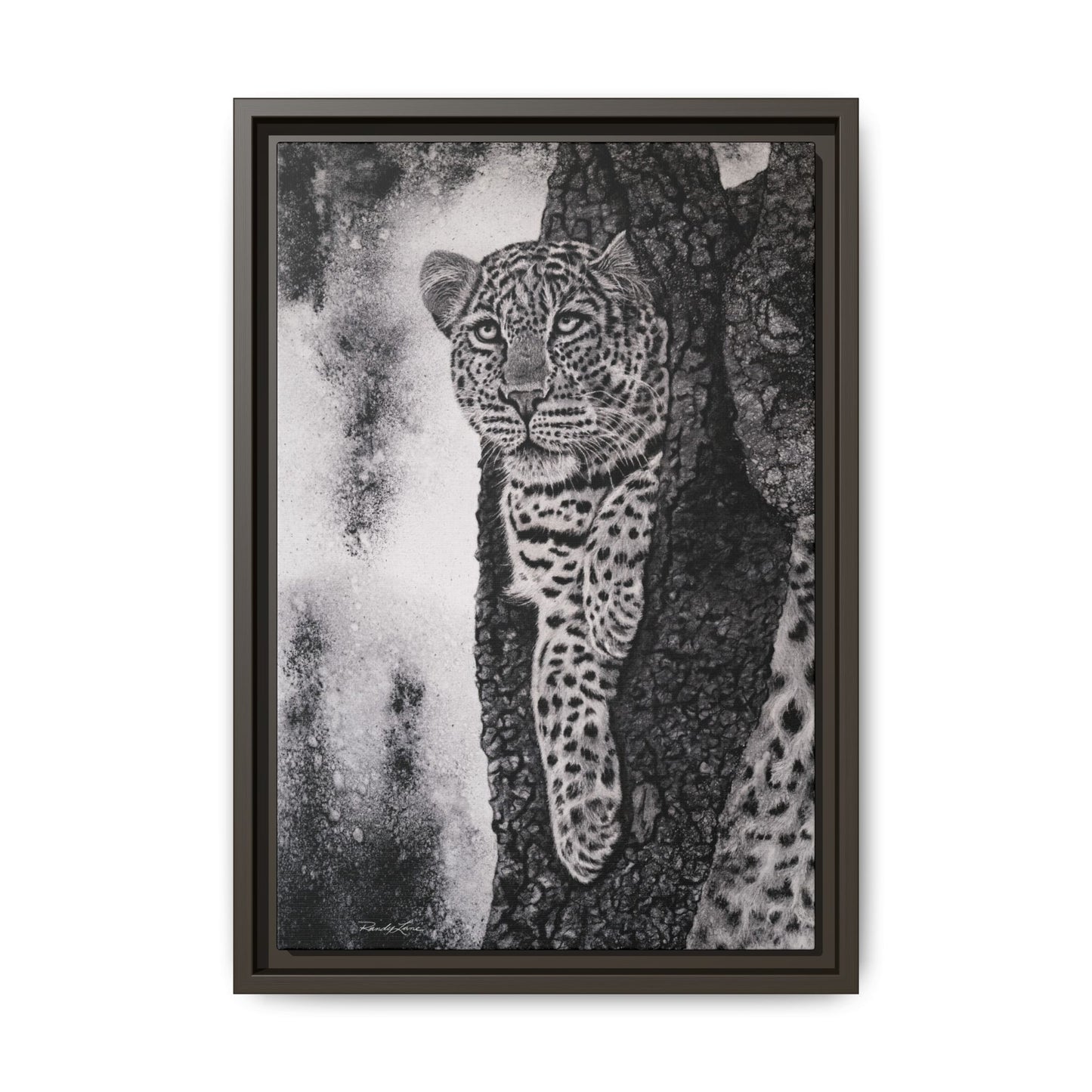 Tree Hugger, Leopard Framed Matte Canvas Wall Art