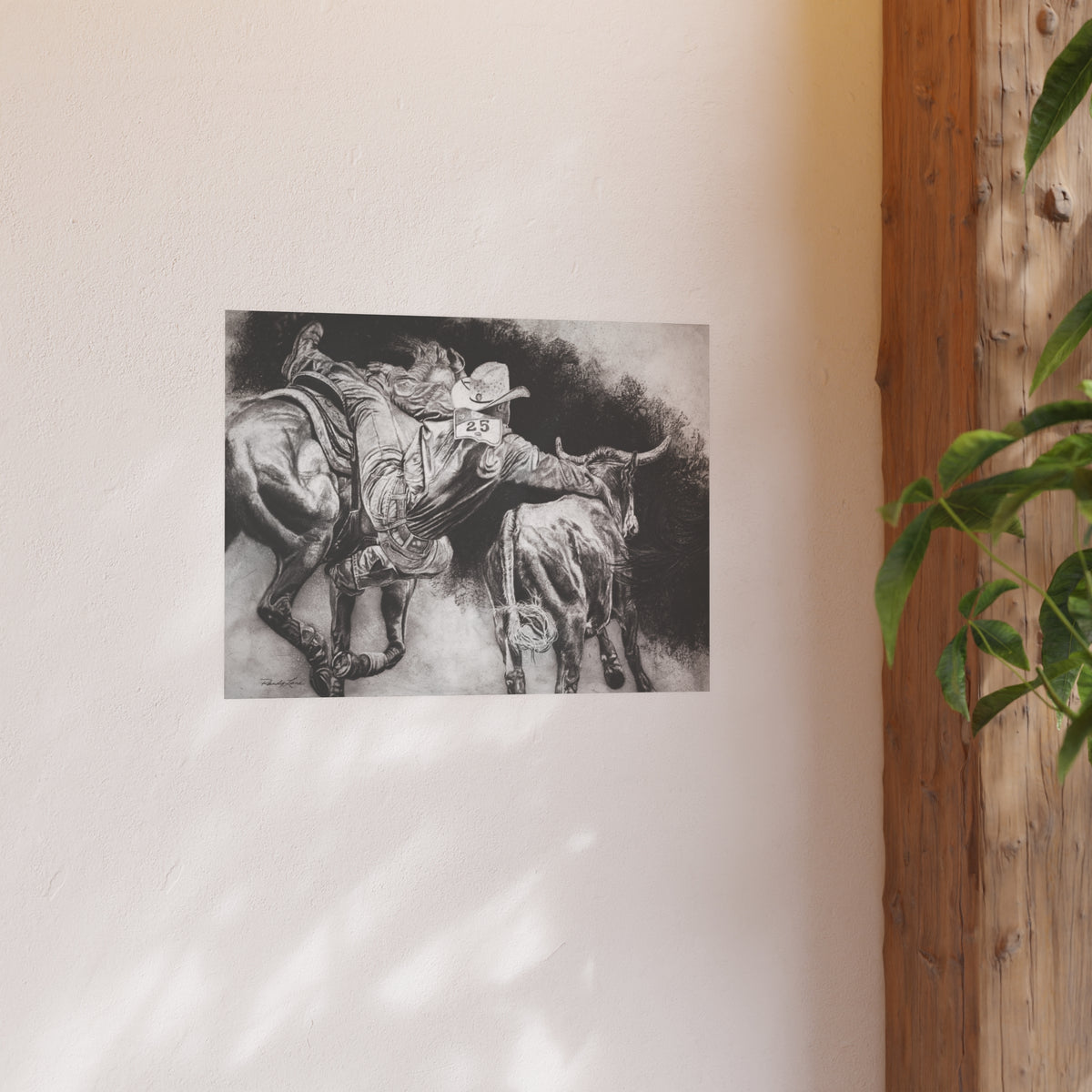 Contact, Rodeo Steer Wrestler Fine Art Print