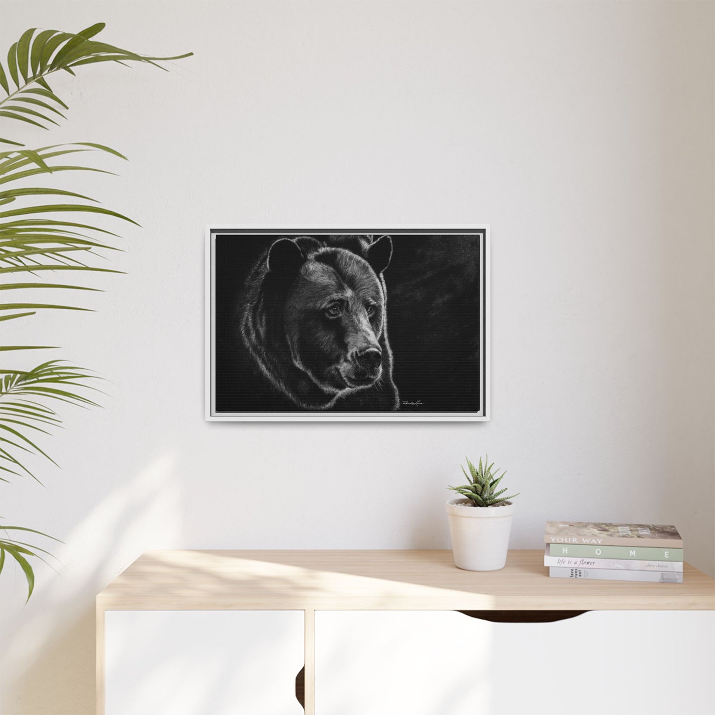 Dominance, Bear Portrait Stretched Framed Matte Canvas Print