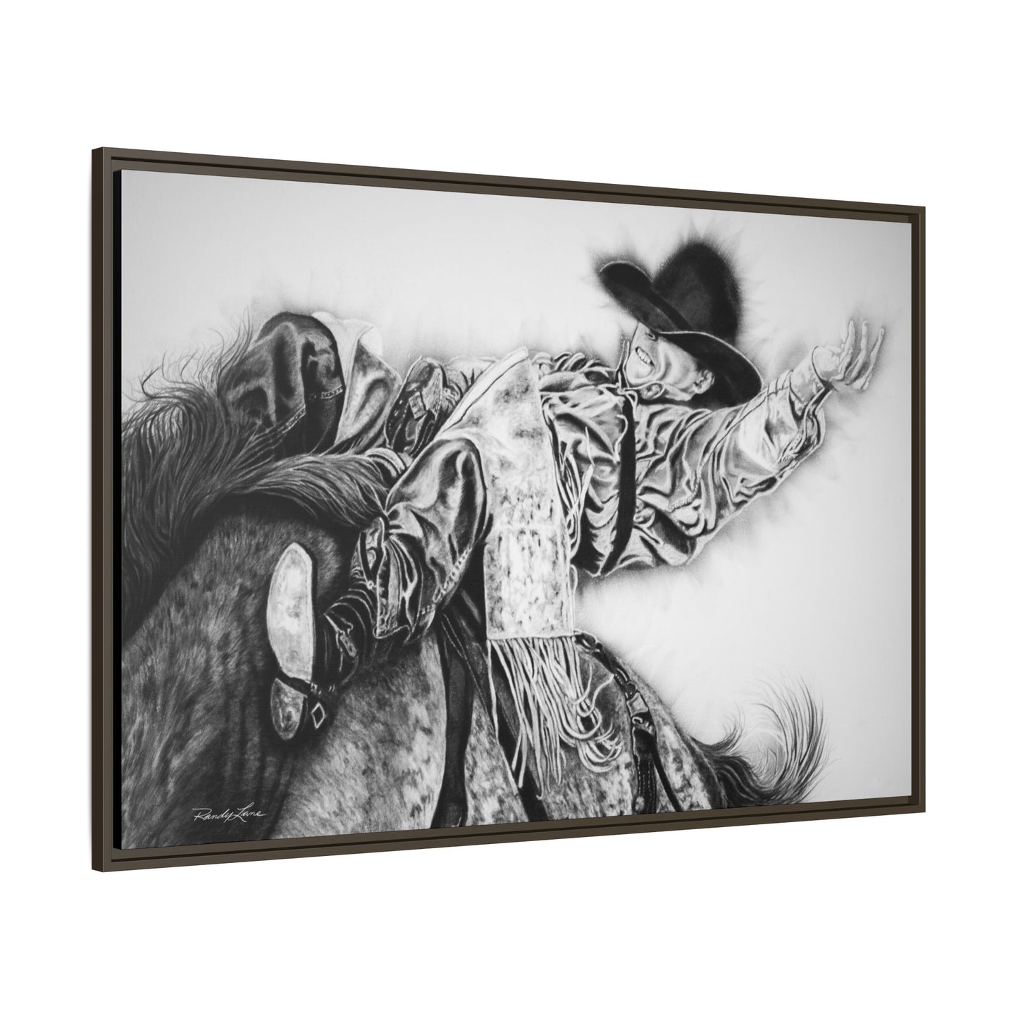 Go Time. Stretched Matte Canvas Framed Rodeo Art Print