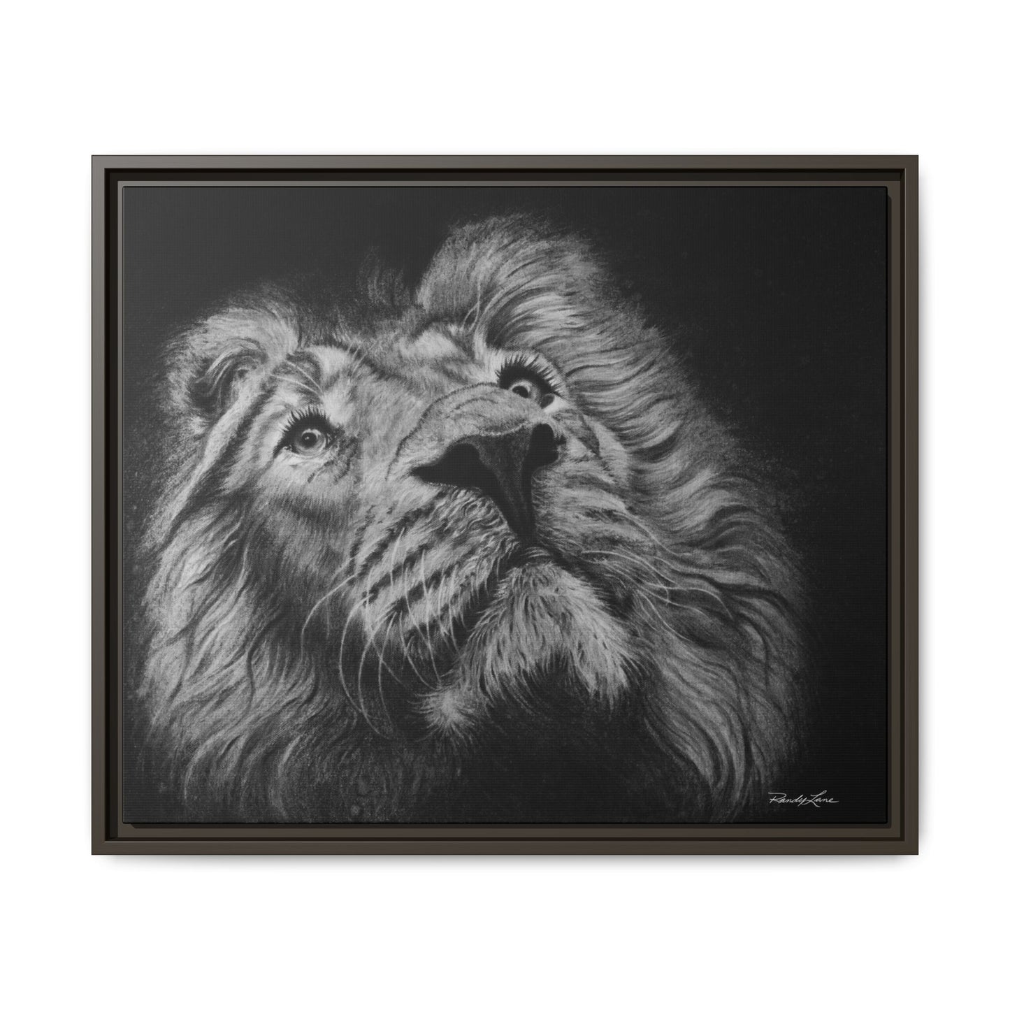 Renown, Framed Lion Canvas Art Print
