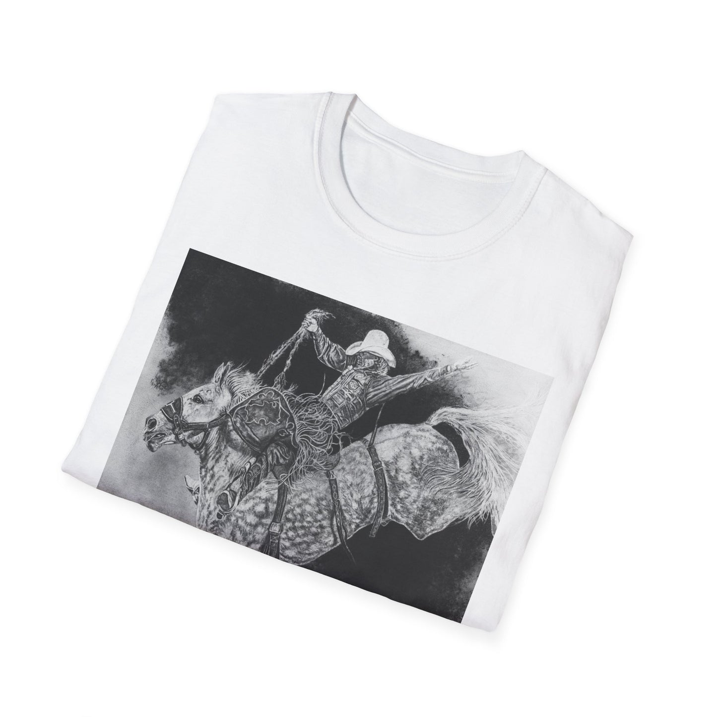 Big Grey, Rodeo Bareback Bronc Painting T-Shirt