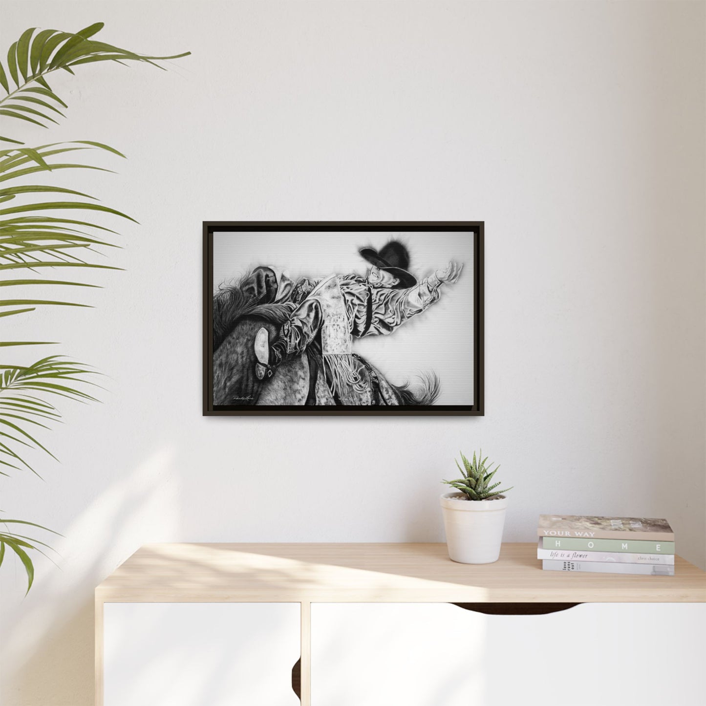 Go Time. Stretched Matte Canvas Framed Rodeo Art Print